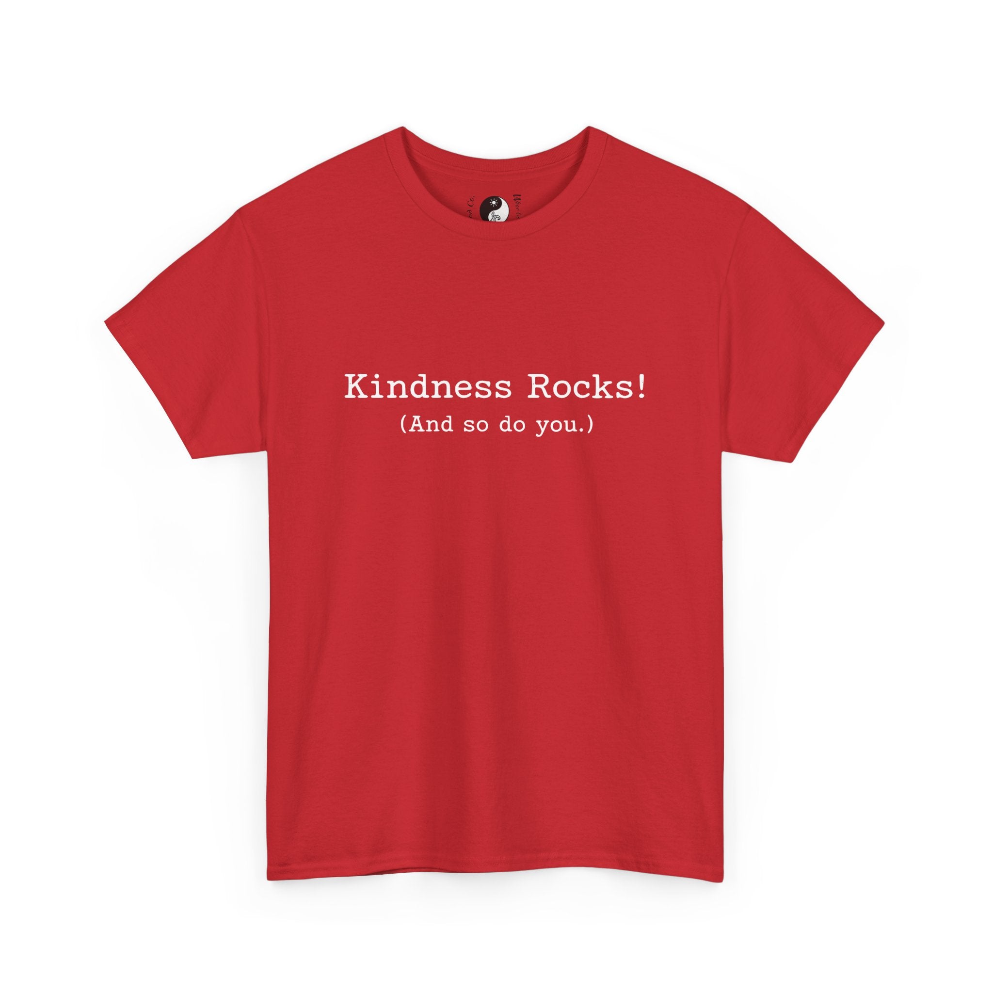 Kindness Rocks! Vintage Typewriter Font — Teen/Adult T‑Shirt — Positive Message Graphic Tee