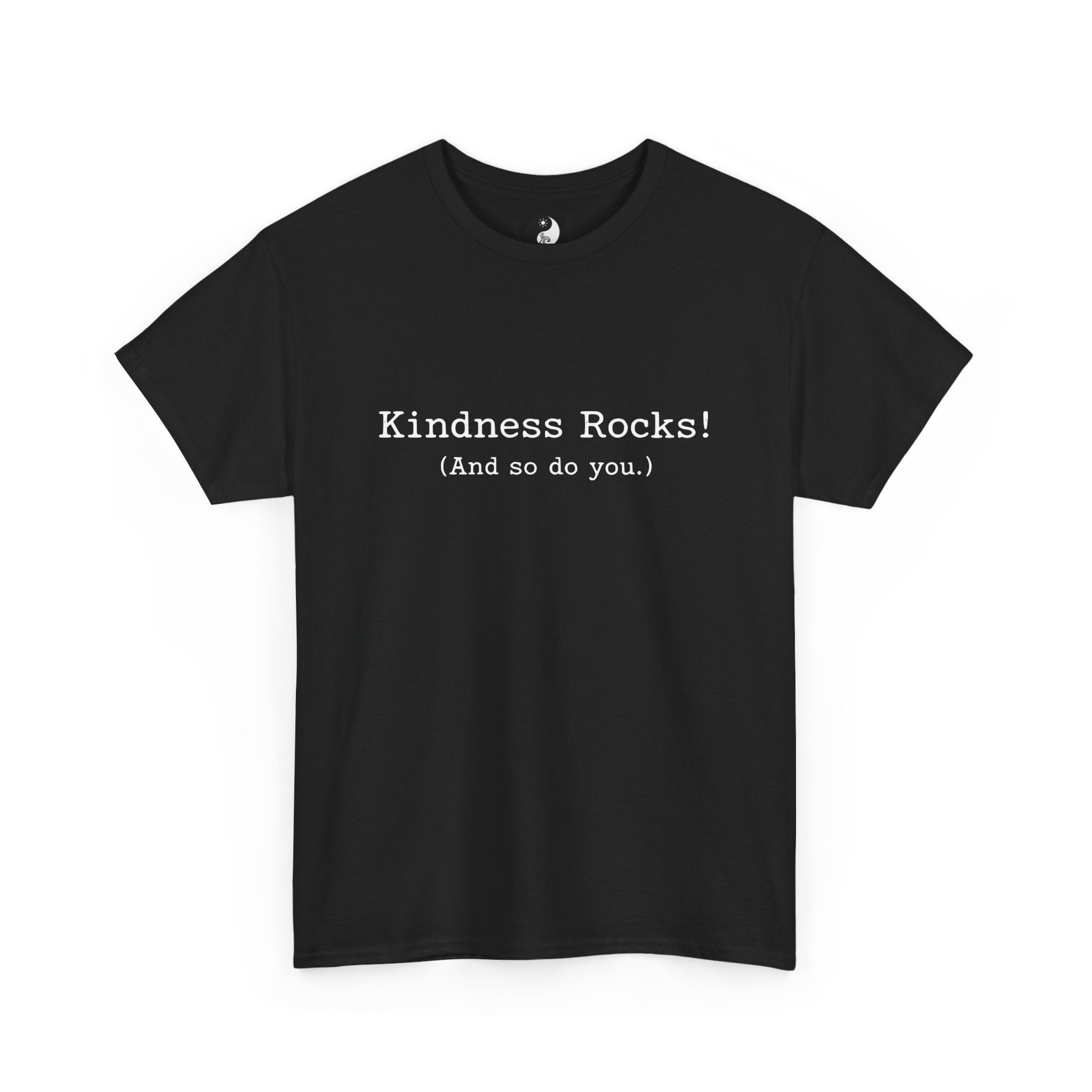 Kindness Rocks! Vintage Typewriter Font — Teen/Adult T‑Shirt — Positive Message Graphic Tee
