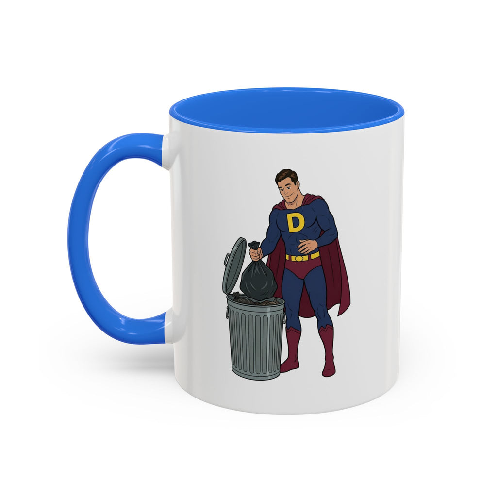 Real Super Heros Bring Snacks! Super D Hot Chocolate/Coffee Mug: 12 Colors 11oz/15oz Ceramic Mug, Superhero Dude, Dad or D initial "D"