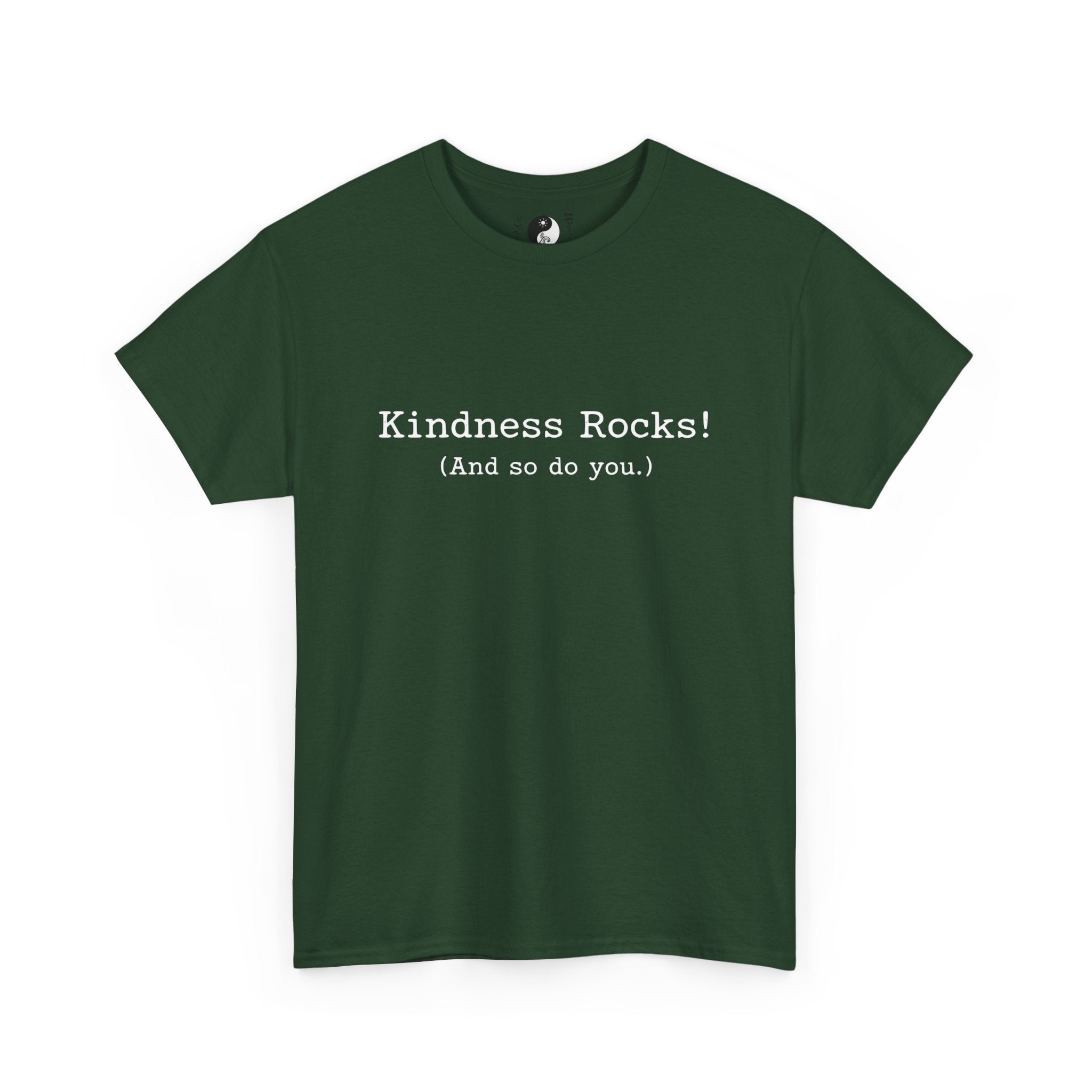 Kindness Rocks! Vintage Typewriter Font — Teen/Adult T‑Shirt — Positive Message Graphic Tee