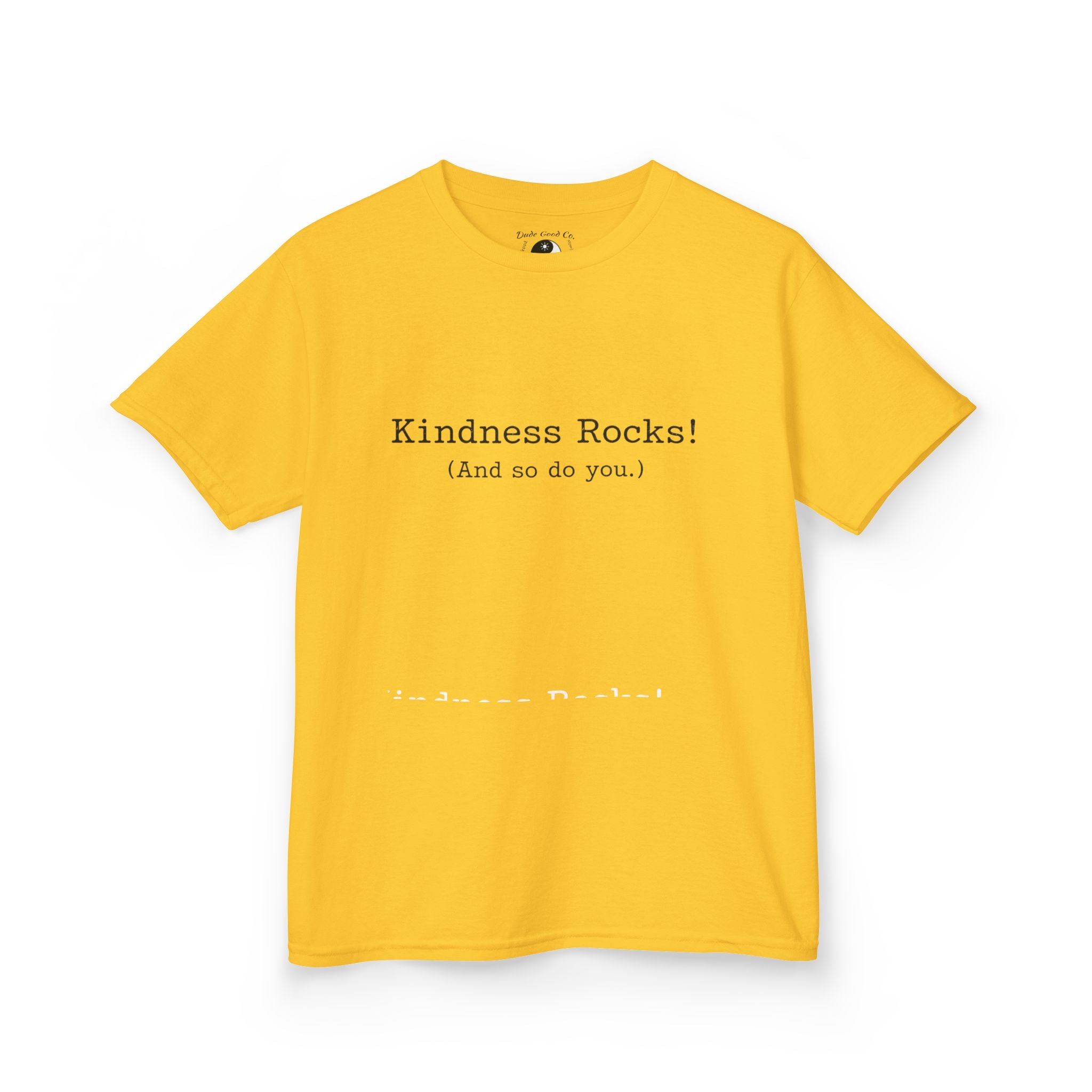 Kids Tee — Kindness Rocks! (And so do you.) — Vintage Typewriter Font Inspirational Children's T‑Shirt