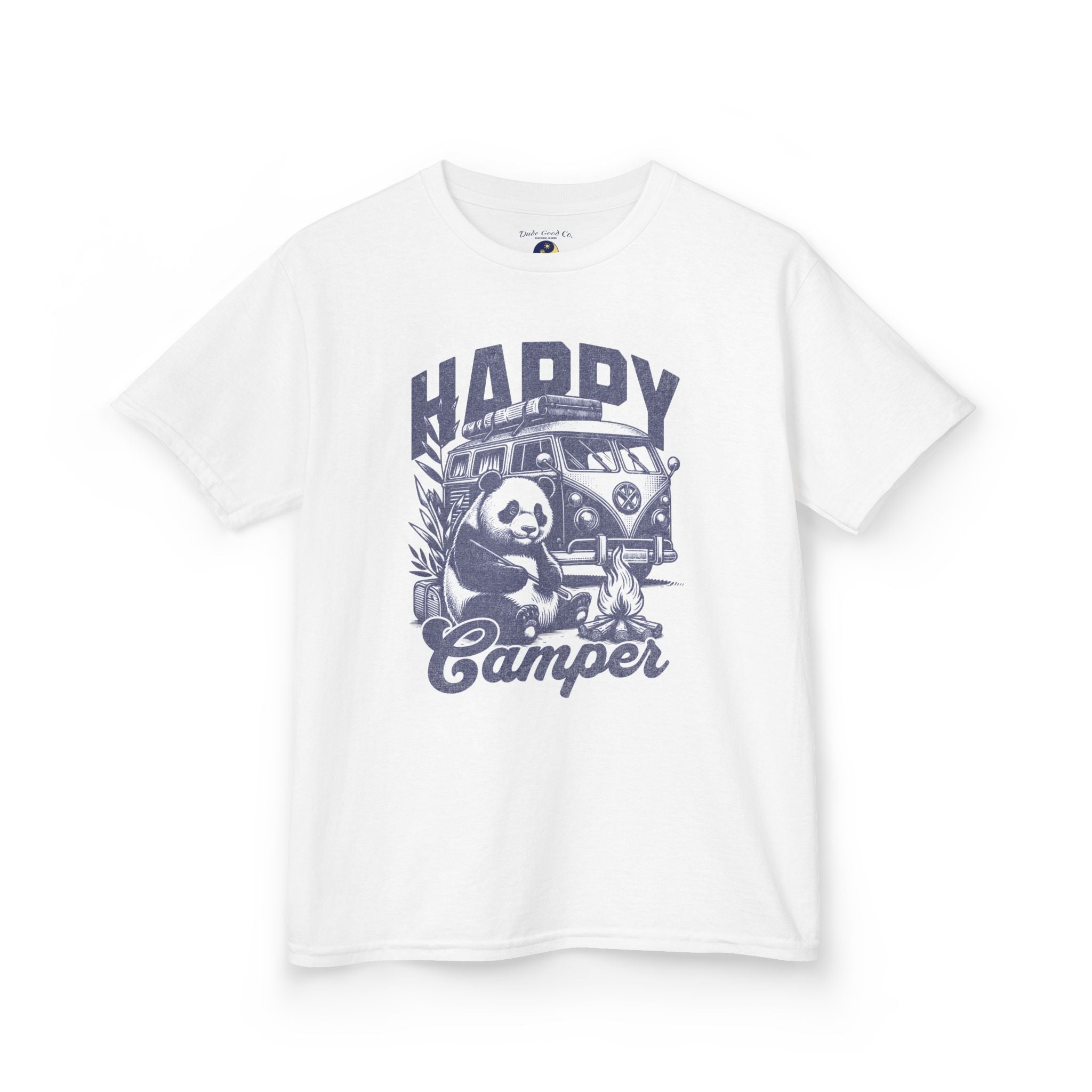Happy Camper Panda Boys Graphic Tee — Panda Camper T‑Shirt —Kids and Teens 5-14