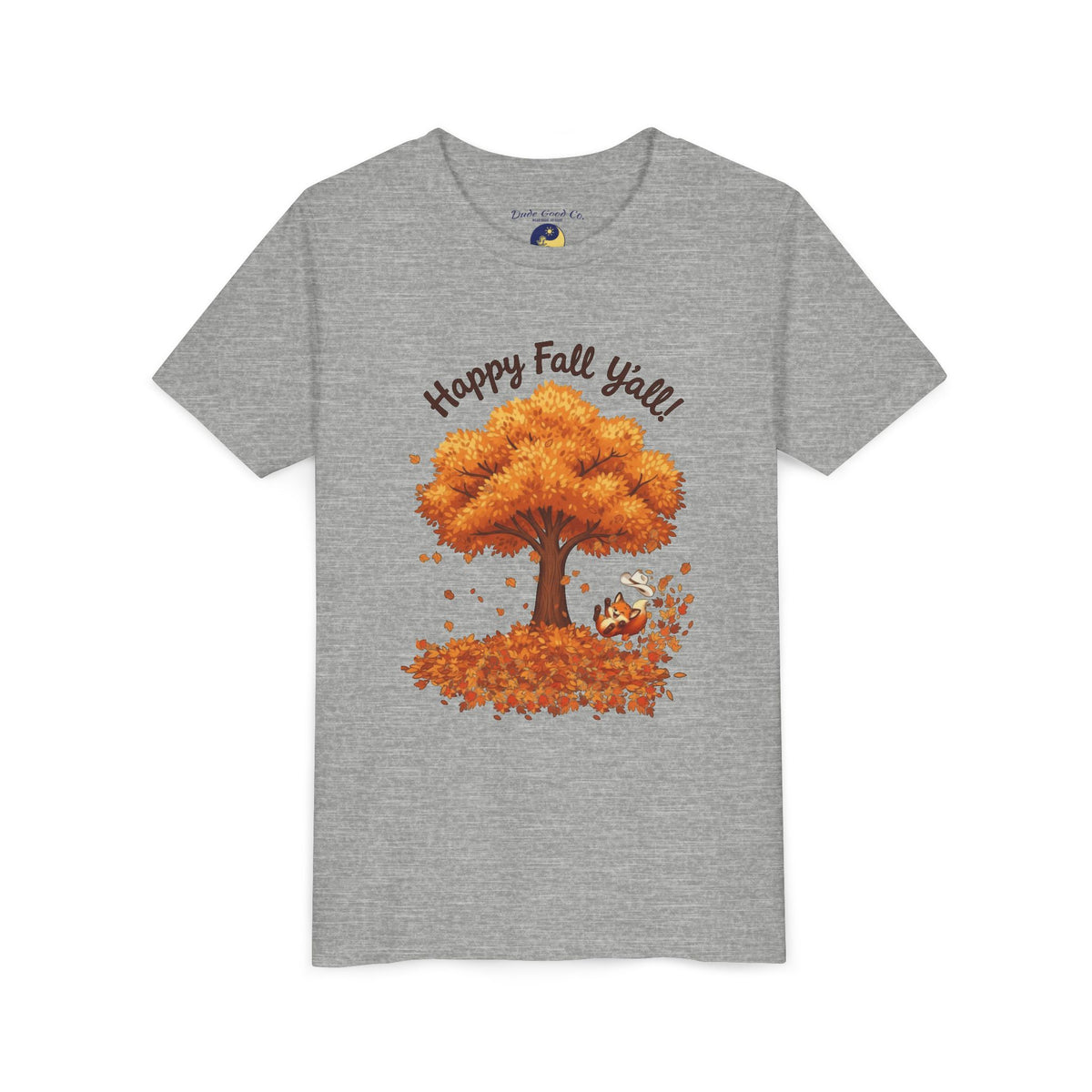 Youth Tee - "Happy Fall Y'all" Autumn Tree Kids Shirt