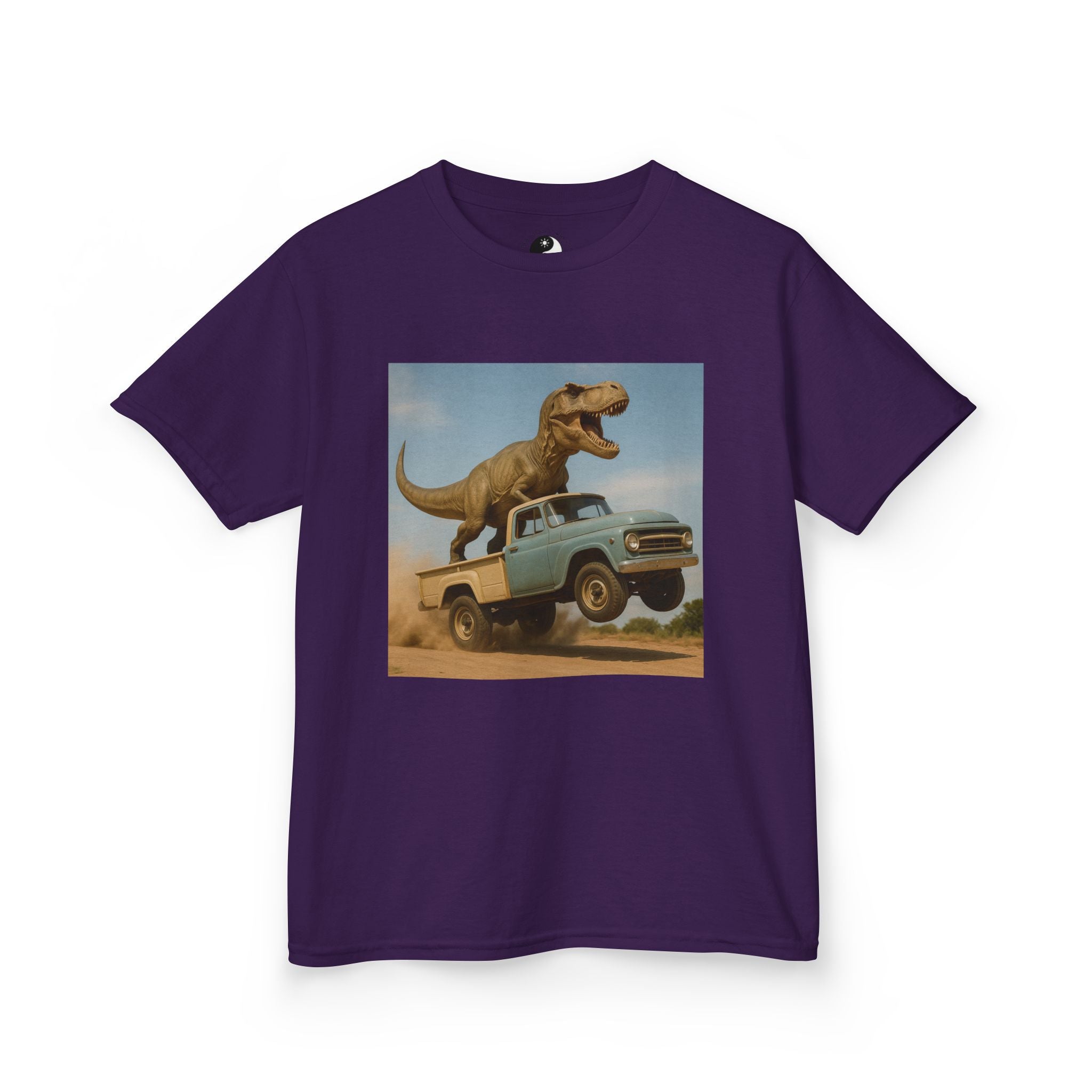 Kid's T-Rex Riding Vintage Pickup Adventure! Kid’s Dinosaur Truck T-shirt