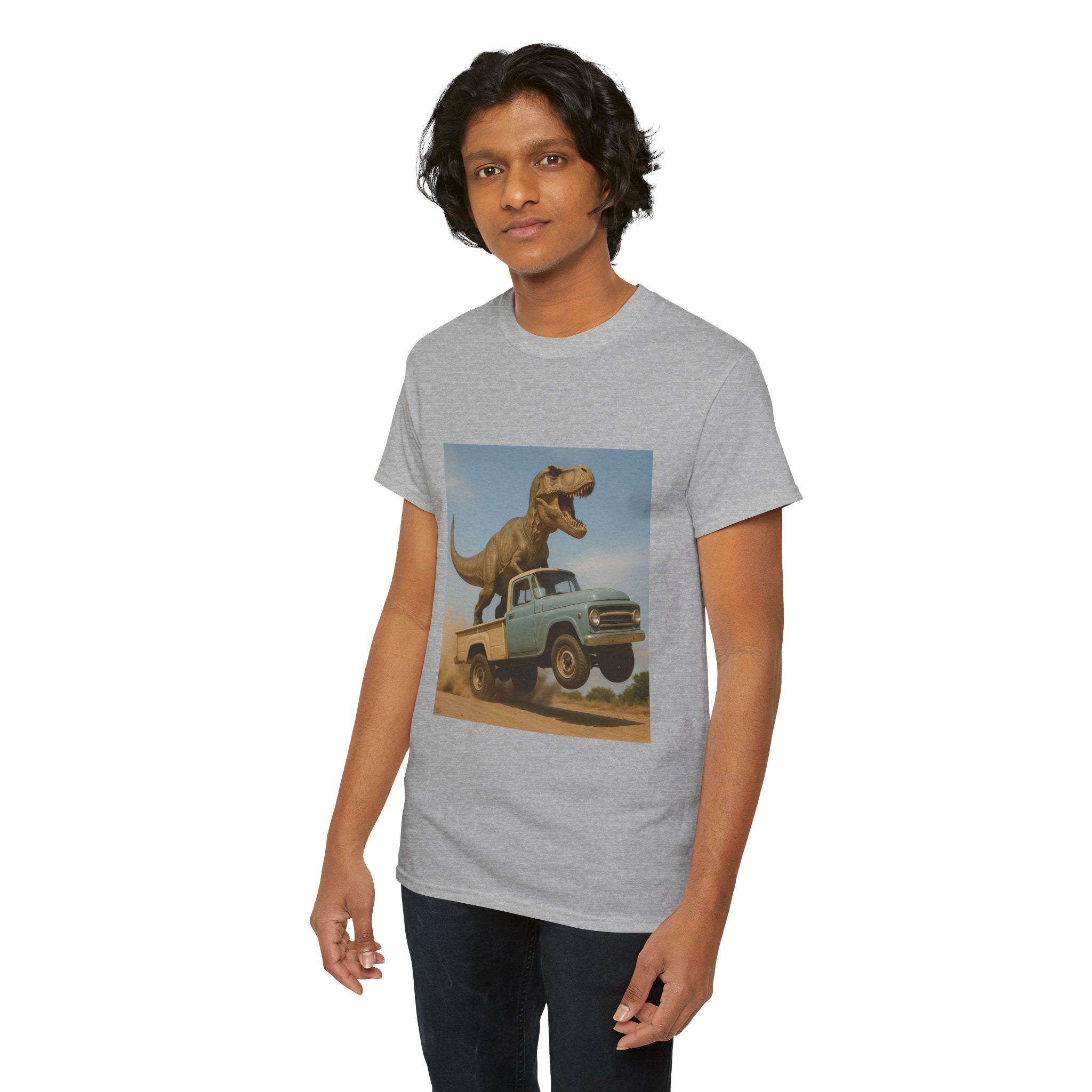 Teen/Adult Retro T-Rex Truck Adventure/Dinosaur T‑Shirt —  Tee sizes S-5XL --17 Colors
