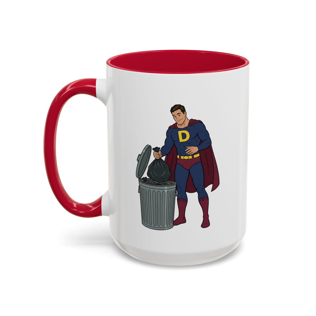 Real Super Heros Bring Snacks! Super D Hot Chocolate/Coffee Mug: 12 Colors 11oz/15oz Ceramic Mug, Superhero Dude, Dad or D initial "D"