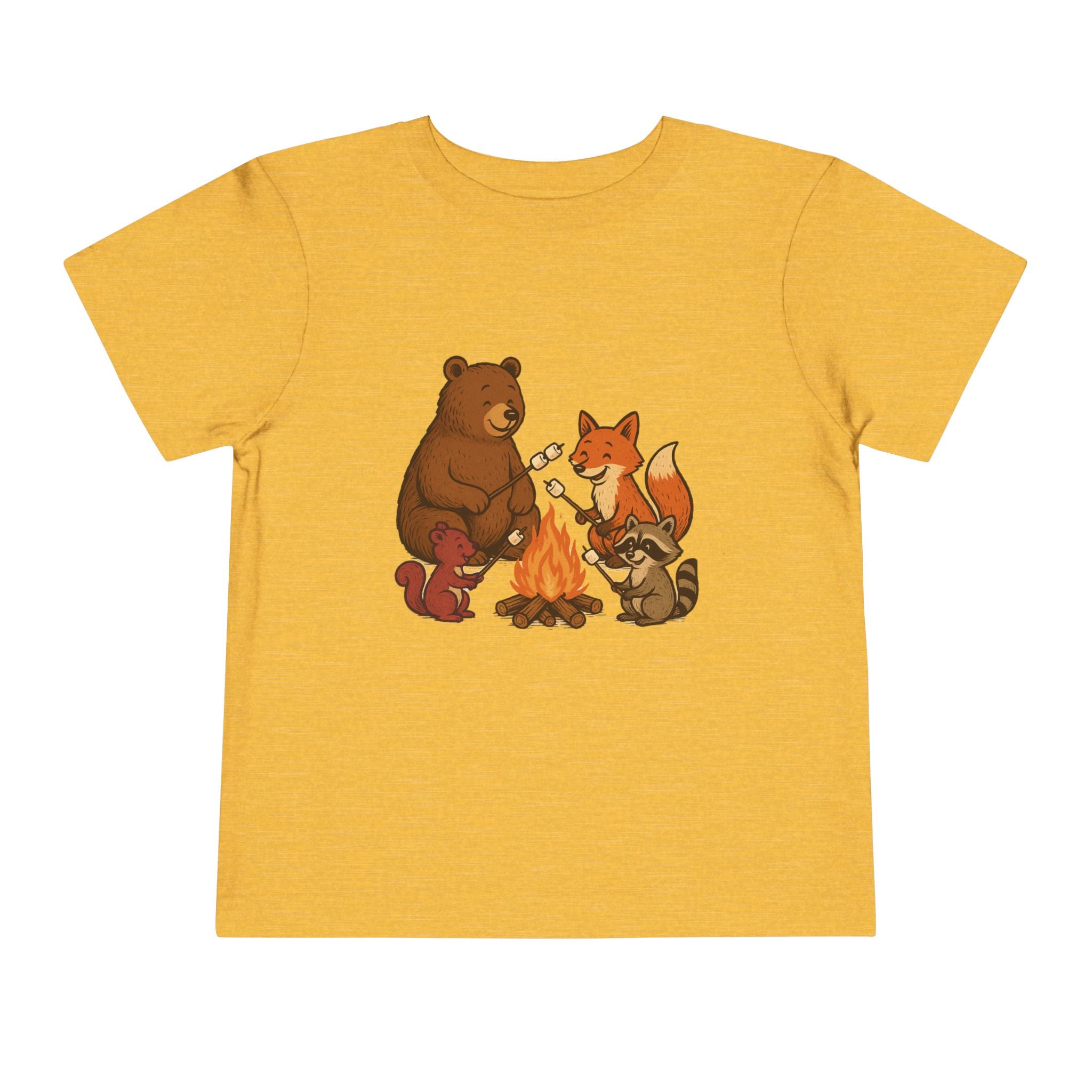 Campfire Friends Tee — Toddler/Young Child Bear, Fox & Raccoon Camping Shirt