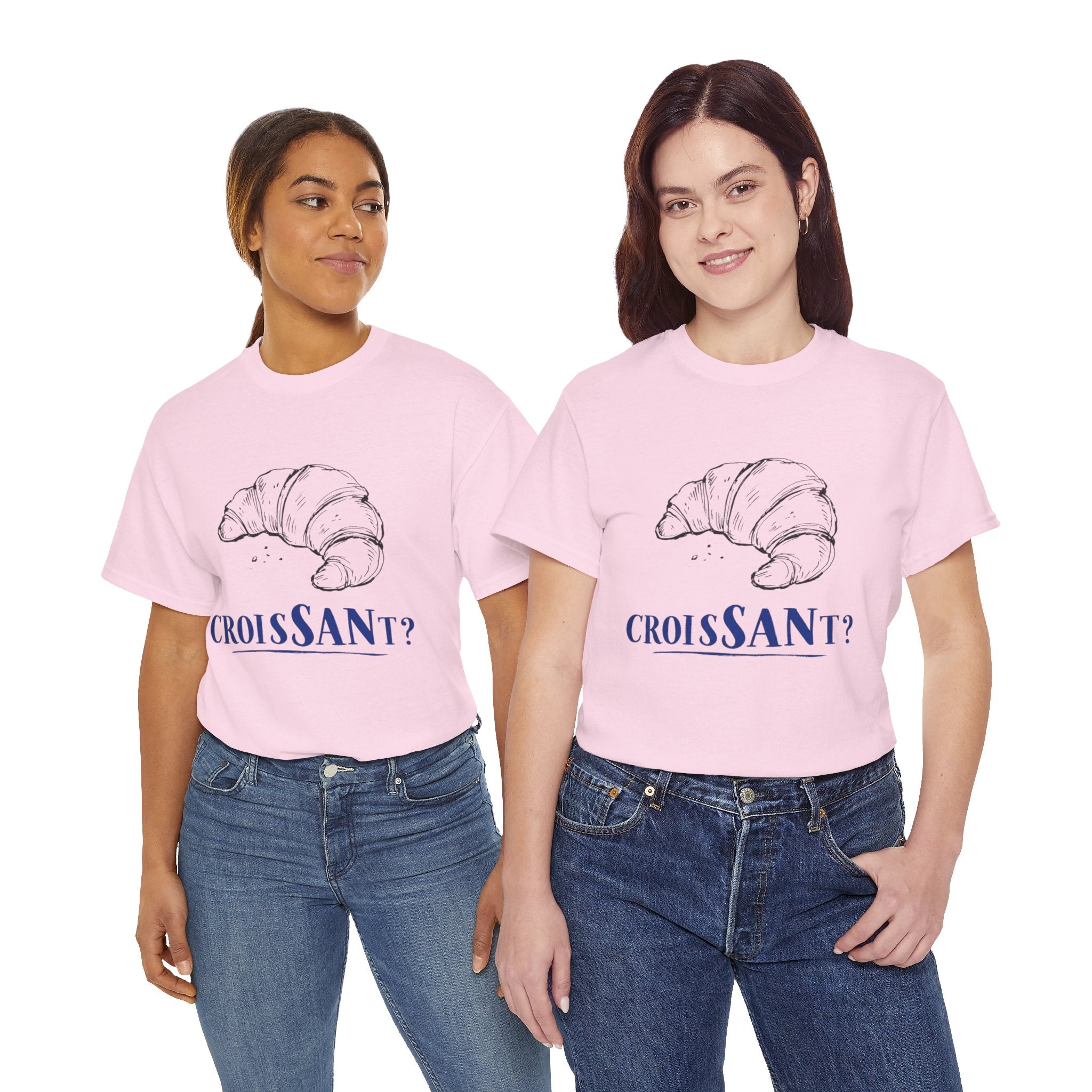 CroisSANt? Croissant Pun Graphic Tee – Funny French Bakery Gift Shirt for Adults & Teens 14 15 16 17 18 & up