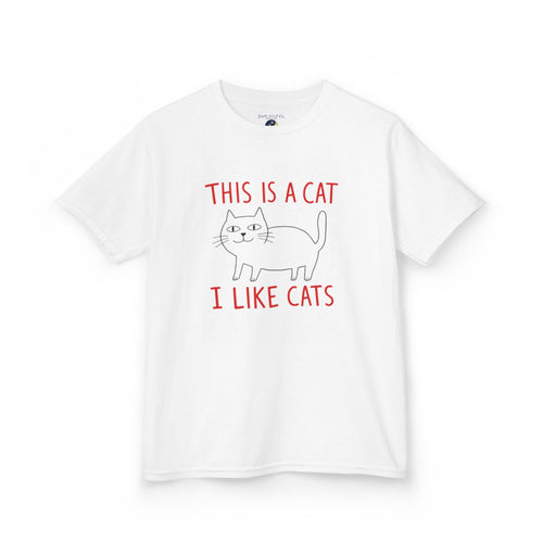 Boys Cat T‑Shirt — "This Is A Cat, I Like Cats" Cute Cat Graphic Tee sizes 5-14