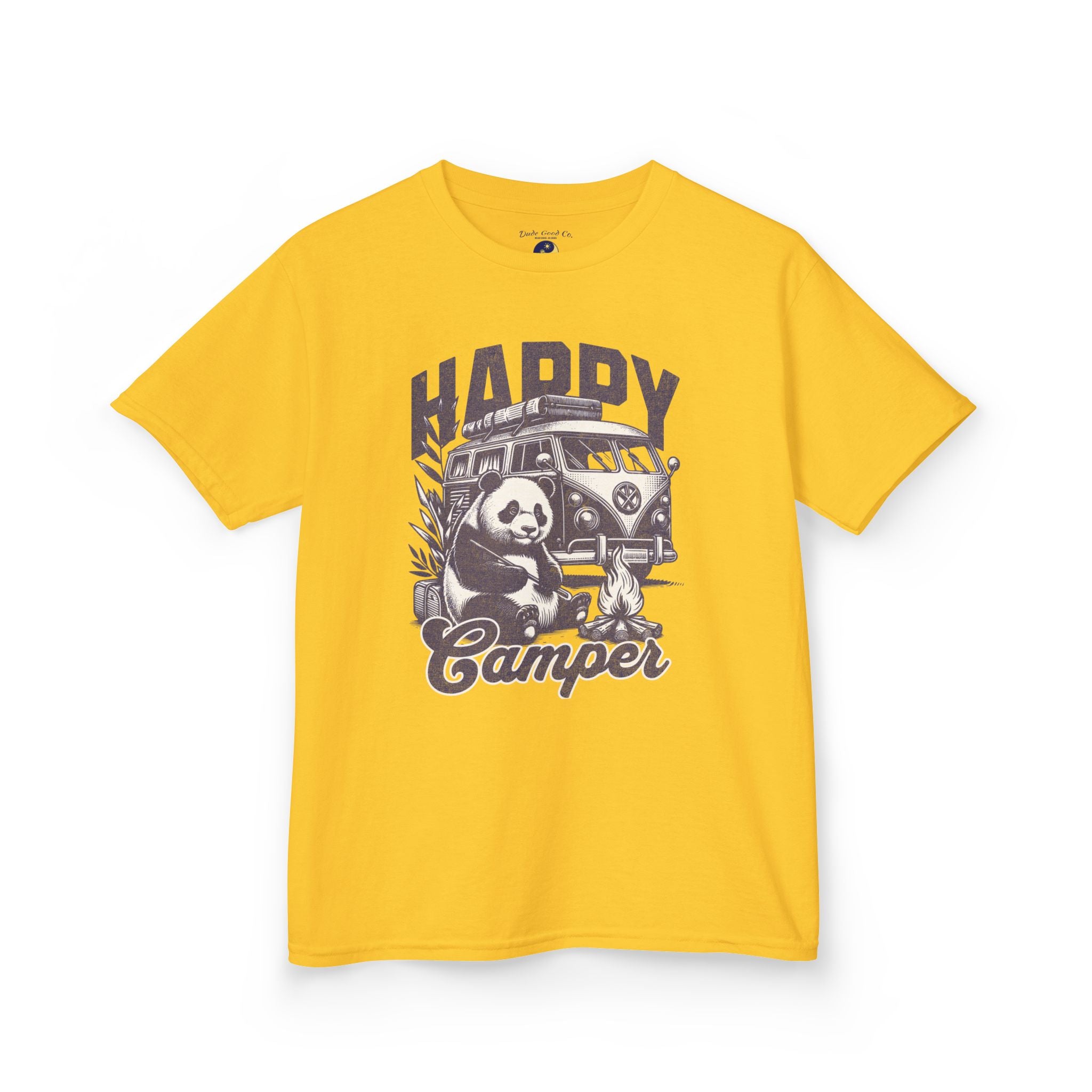 Happy Camper Panda Boys Graphic Tee — Panda Camper T‑Shirt —Kids and Teens 5-14