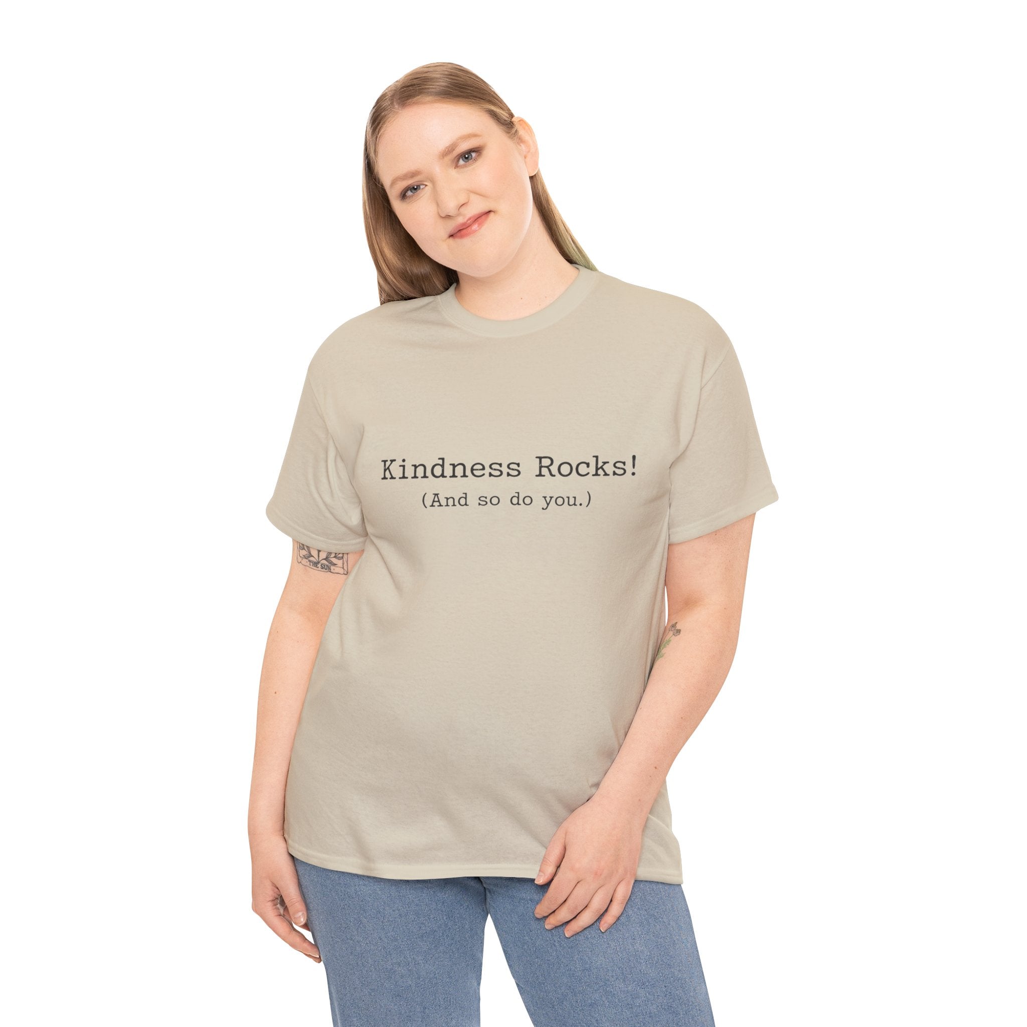 Kindness Rocks! Vintage Typewriter Font — Teen 14 15 16 17 18 & up/Adult T‑Shirt — Positive Message Graphic Tee
