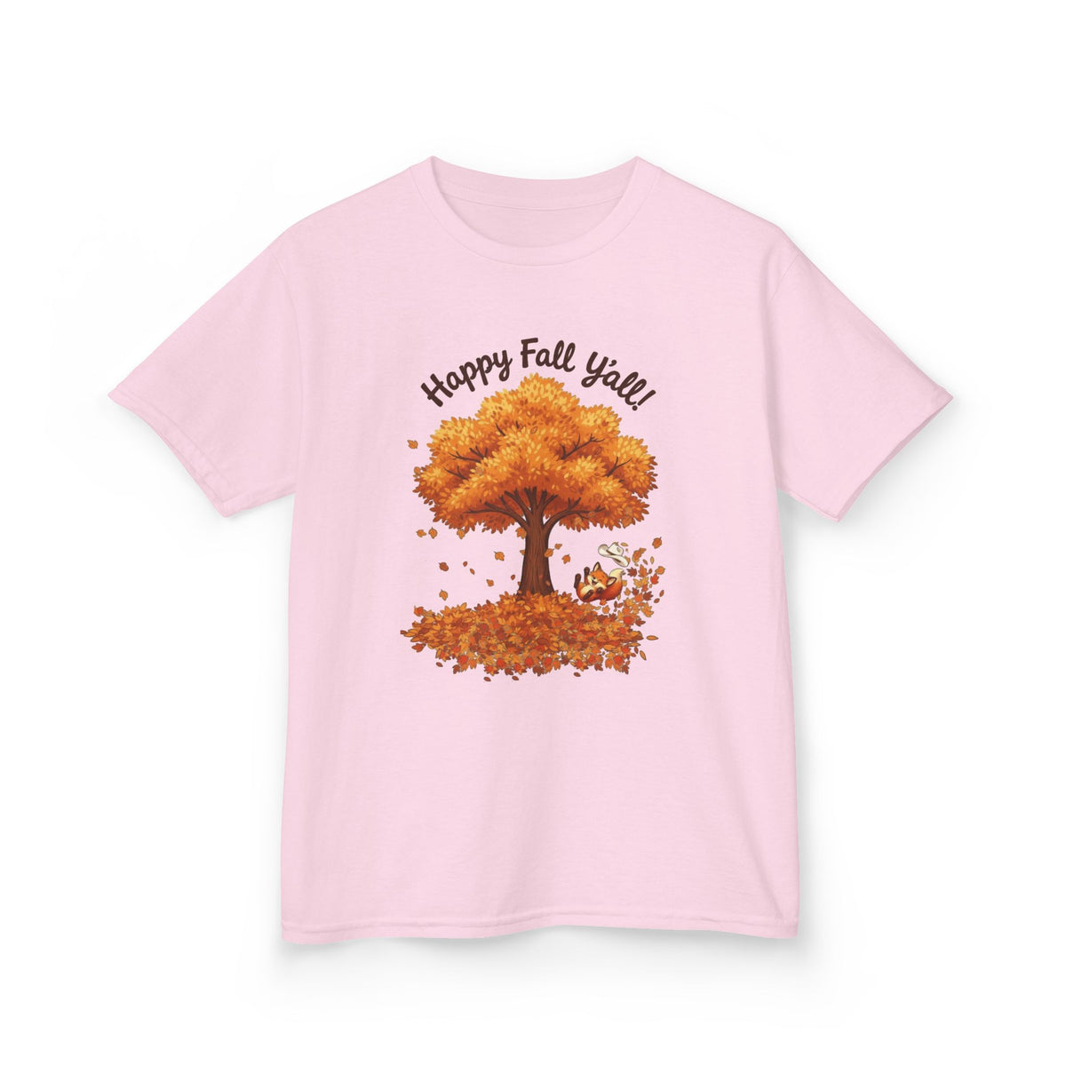 Kids Tee — "Happy Fall Y’all" Fox Autumn Tree & Leaves Shirt