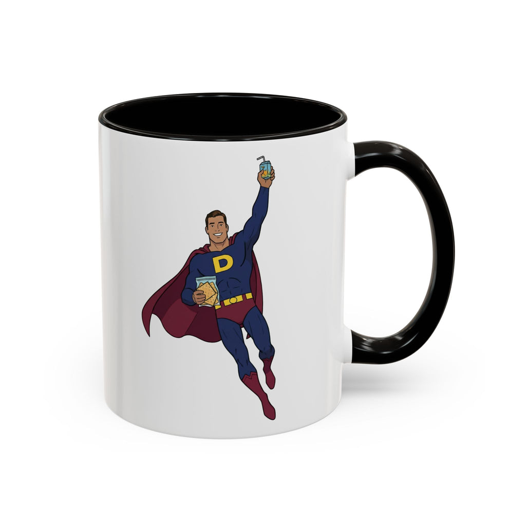 Real Super Heros Bring Snacks! Super D Hot Chocolate/Coffee Mug: 12 Colors 11oz/15oz Ceramic Mug, Superhero Dude, Dad or D initial "D"
