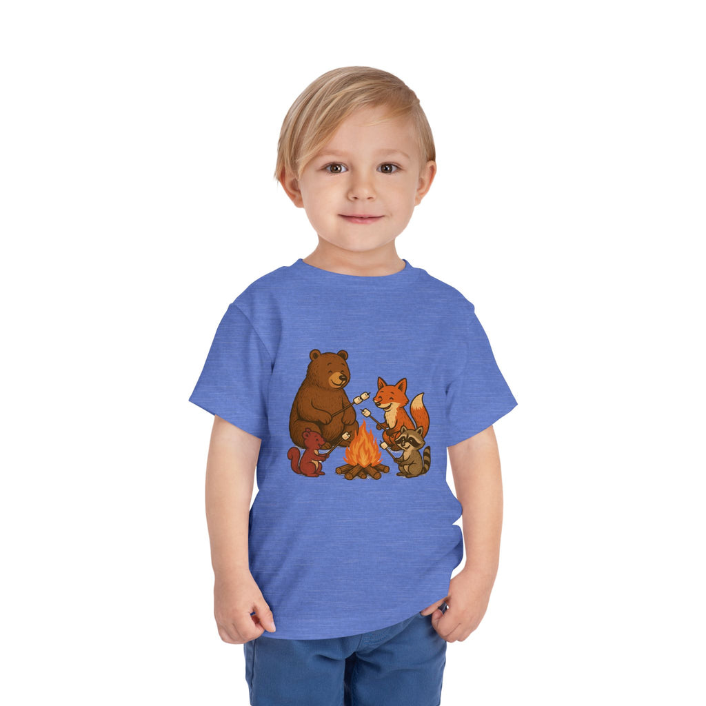Campfire Friends Tee — Toddler/Young Child Bear, Fox & Raccoon Camping Shirt