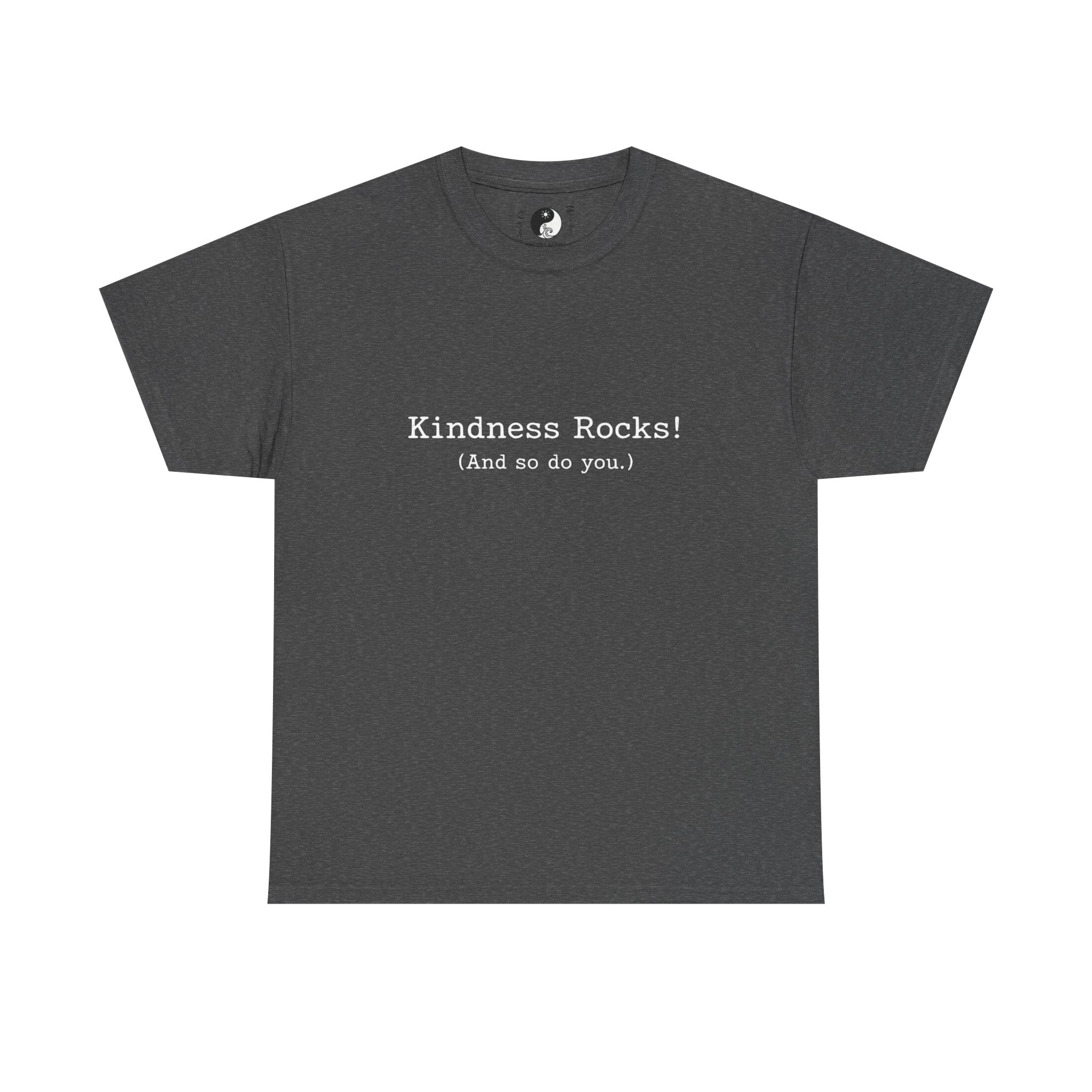 Kindness Rocks! Vintage Typewriter Font — Teen/Adult T‑Shirt — Positive Message Graphic Tee
