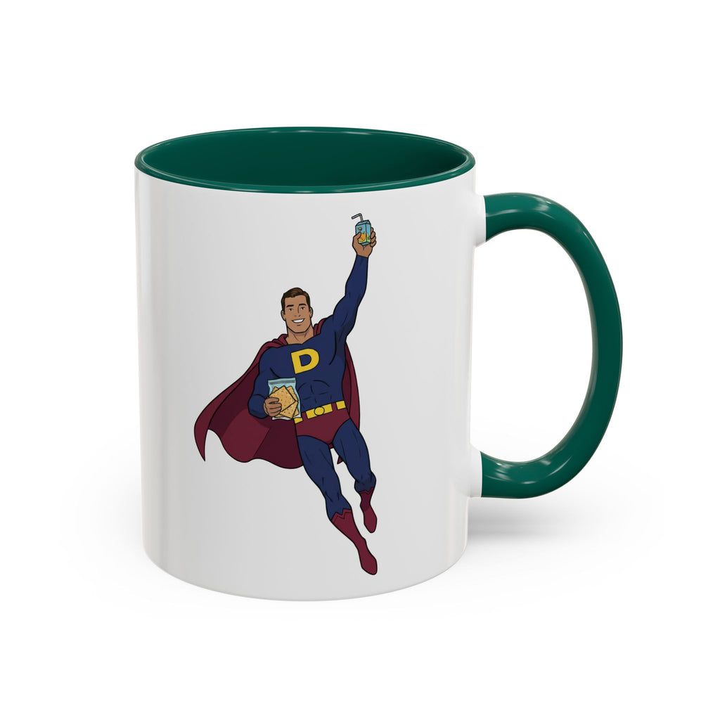 Real Super Heros Bring Snacks! Super D Hot Chocolate/Coffee Mug: 12 Colors 11oz/15oz Ceramic Mug, Superhero Dude, Dad or D initial "D"