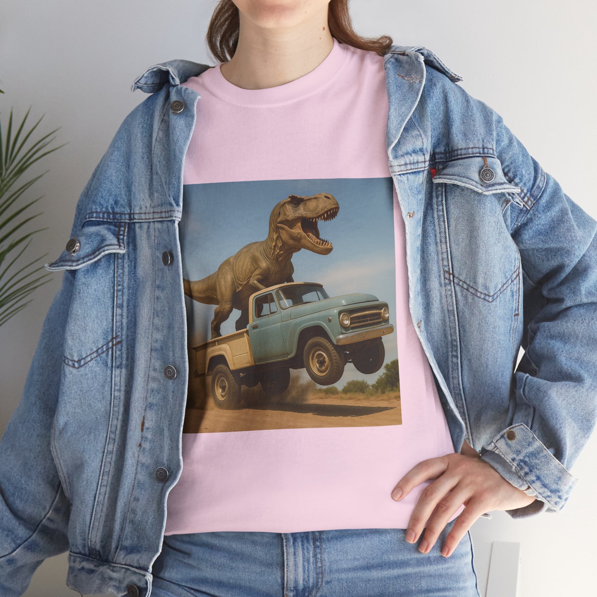 Teen/Adult Retro T-Rex Truck Adventure/Dinosaur T‑Shirt —  Tee sizes S-5XL --17 Colors