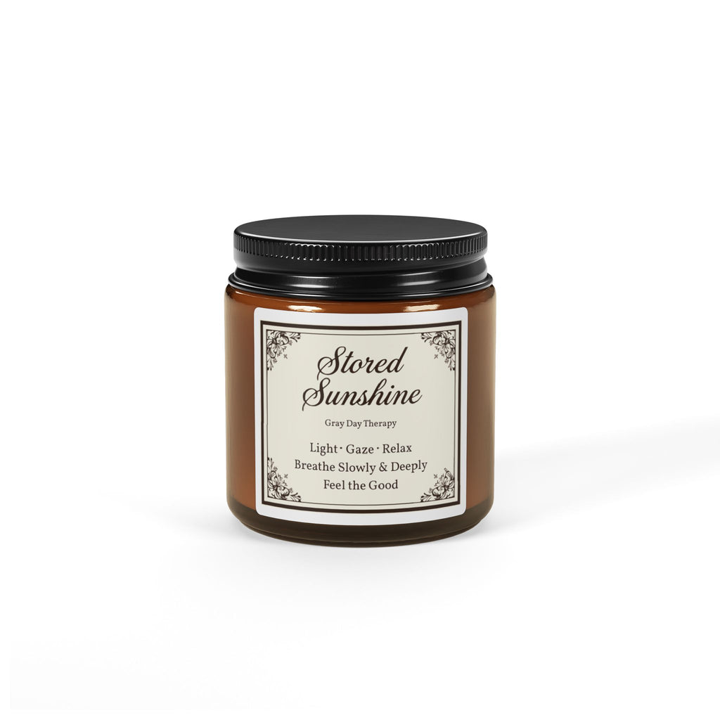 Gray Day "Sunshine" Therapy Soy Candle — Amber Jar (Relax, Breathe Slowly & Deeply)