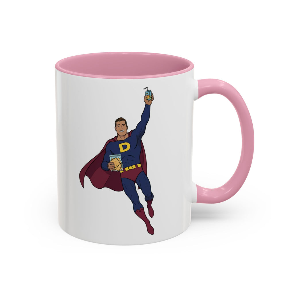 Real Super Heros Bring Snacks! Super D Hot Chocolate/Coffee Mug: 12 Colors 11oz/15oz Ceramic Mug, Superhero Dude, Dad or D initial "D"