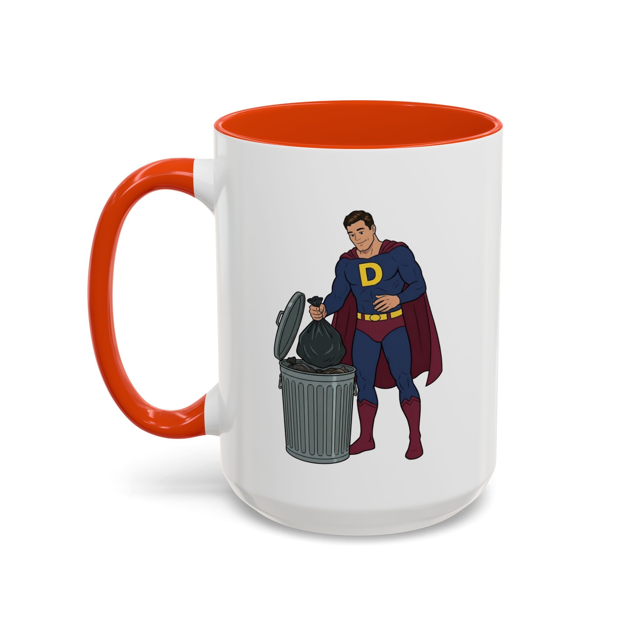 Real Super Heros Bring Snacks! Super D Hot Chocolate/Coffee Mug: 12 Colors 11oz/15oz Ceramic Mug, Superhero Dude, Dad or D initial "D"