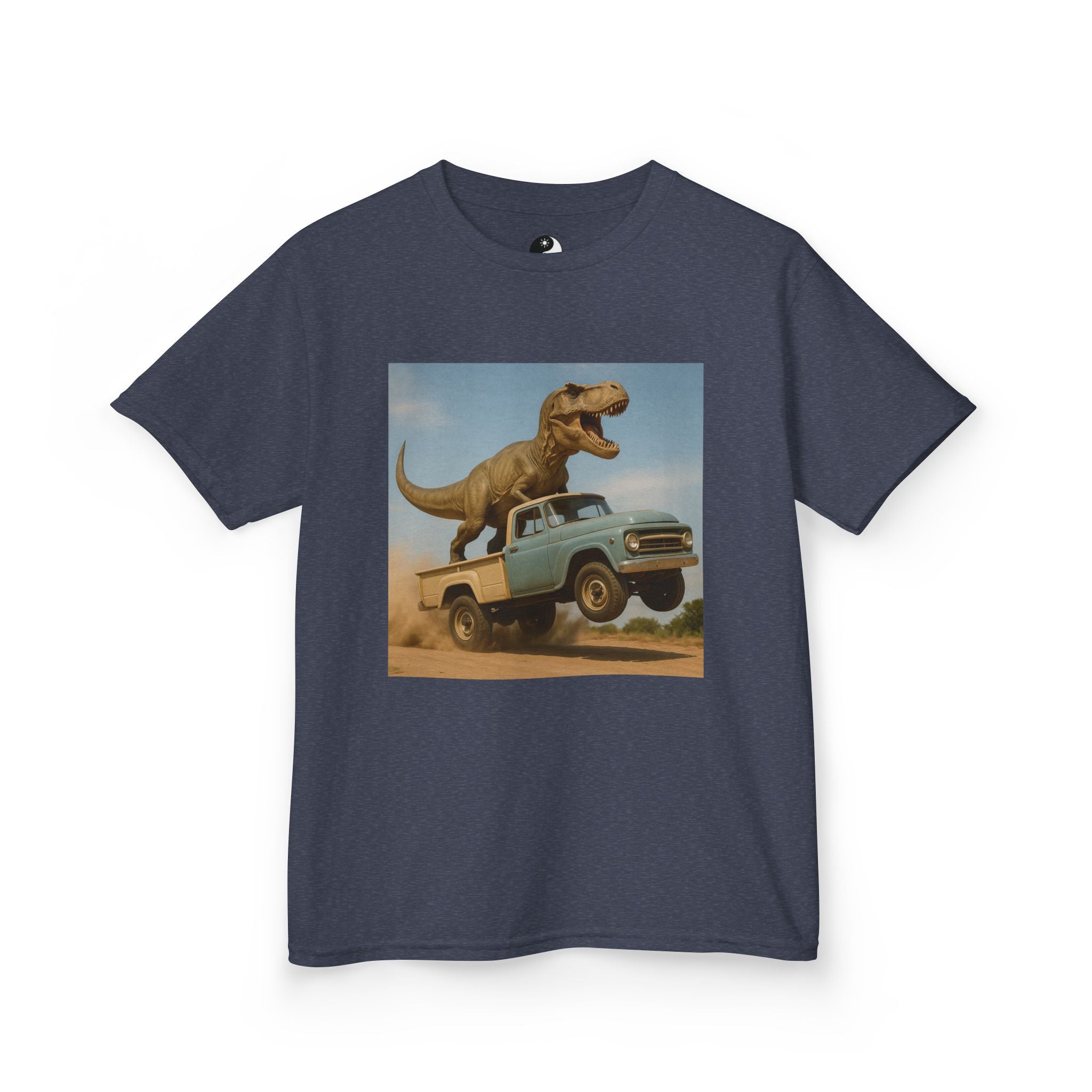 Kid's T-Rex Riding Vintage Pickup Adventure! Kid’s Dinosaur Truck T-shirt
