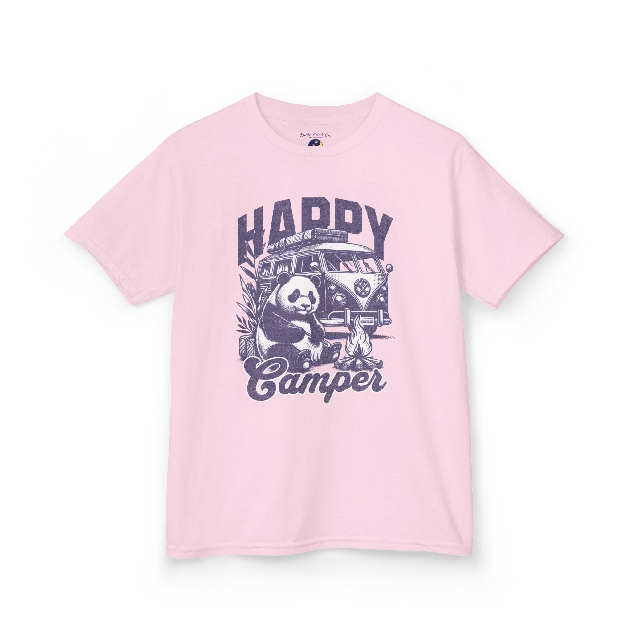 Happy Camper Panda Boys Graphic Tee — Panda Camper T‑Shirt —Kids and Teens 5-14