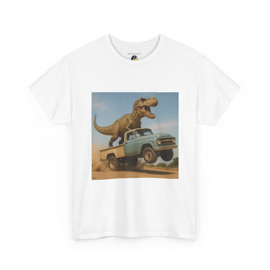 T-Rex Dinosaur Retro Truck Dinosaur  Adventure T‑Shirt—17 Colors—Mens/Older Teen Boy