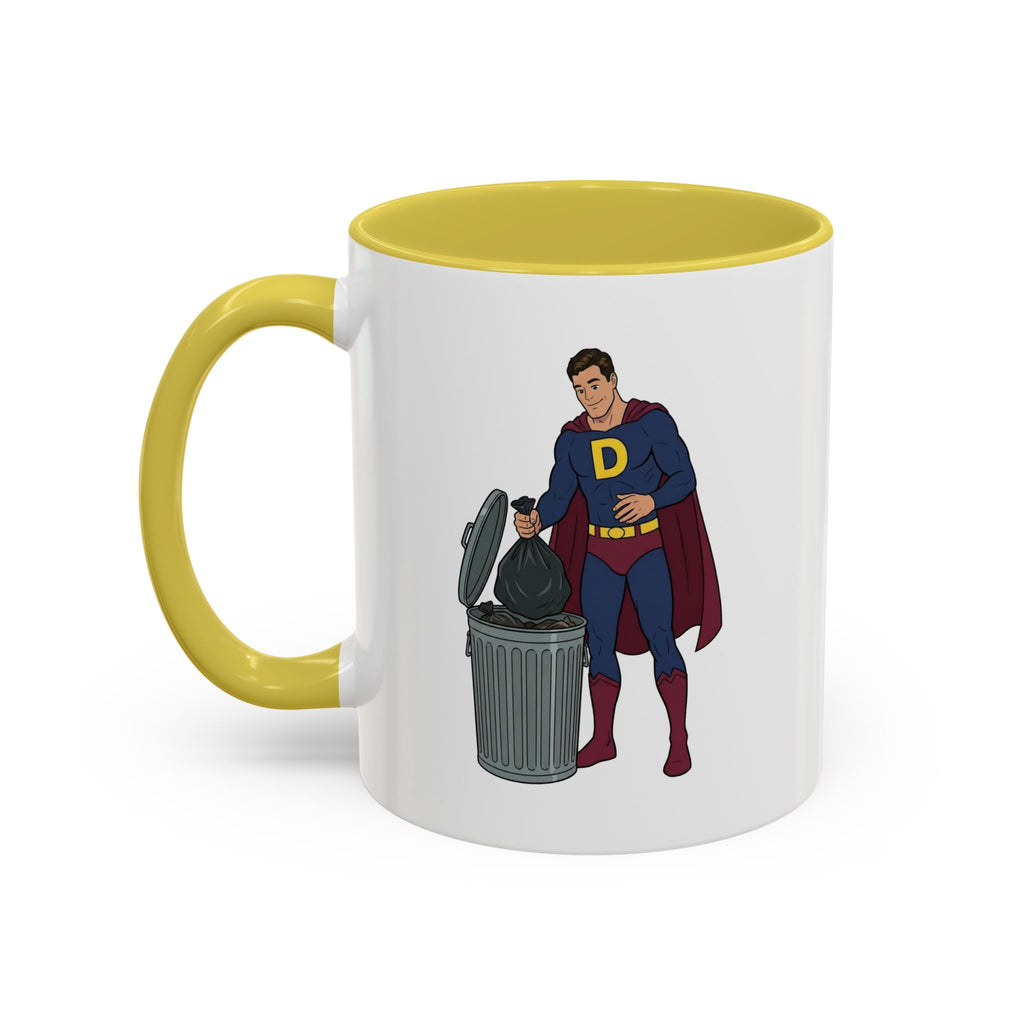Real Super Heros Bring Snacks! Super D Hot Chocolate/Coffee Mug: 12 Colors 11oz/15oz Ceramic Mug, Superhero Dude, Dad or D initial "D"