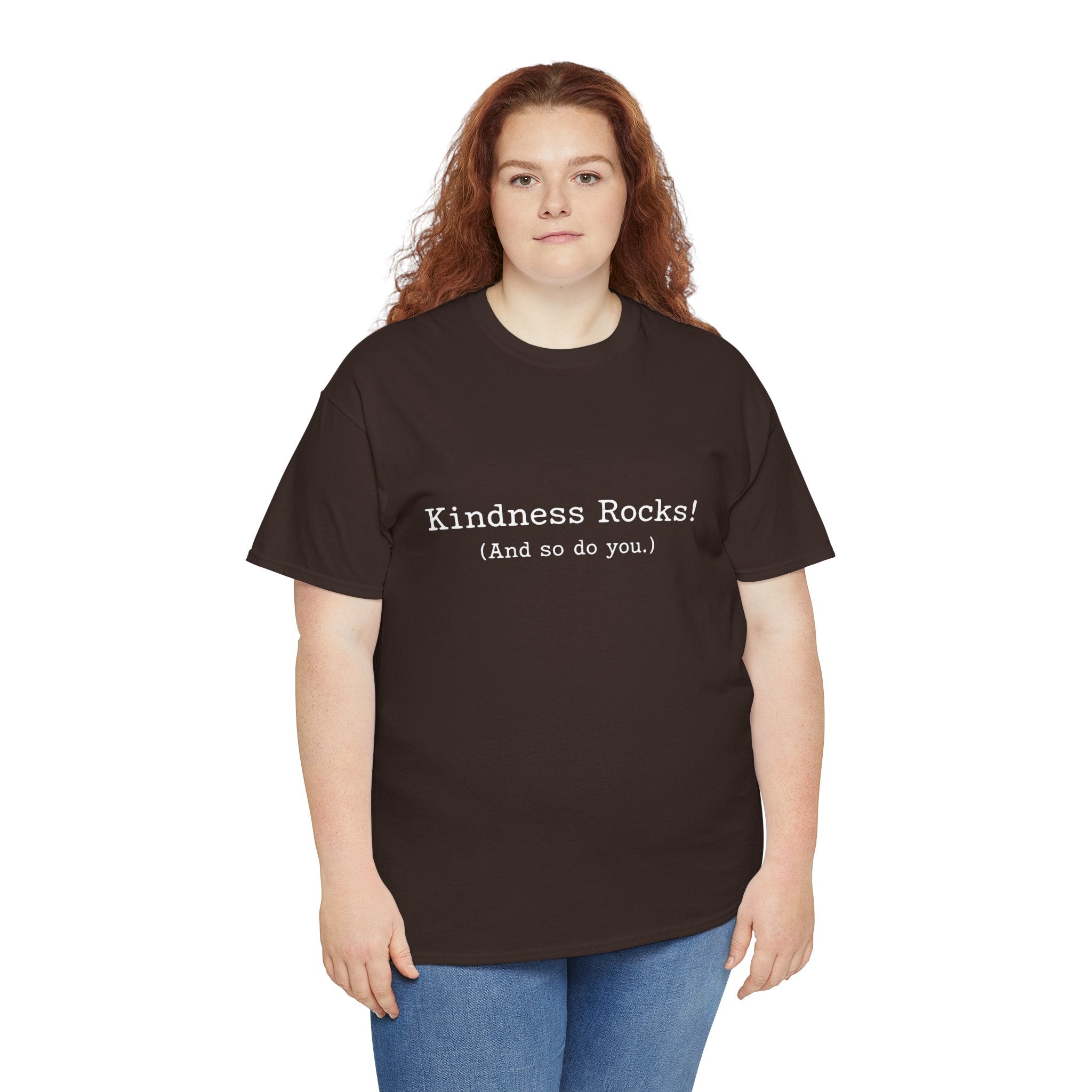 Kindness Rocks! Vintage Typewriter Font — Teen 14 15 16 17 18 & up/Adult T‑Shirt — Positive Message Graphic Tee