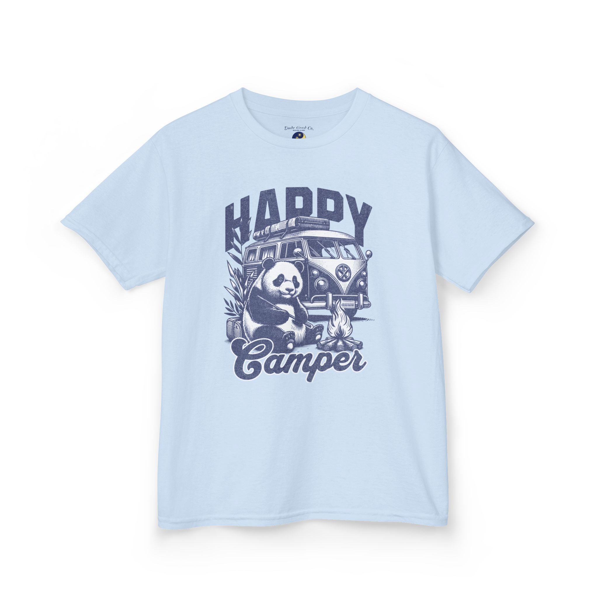 Happy Camper Panda Boys Graphic Tee — Panda Camper T‑Shirt —Kids and Teens 5-14