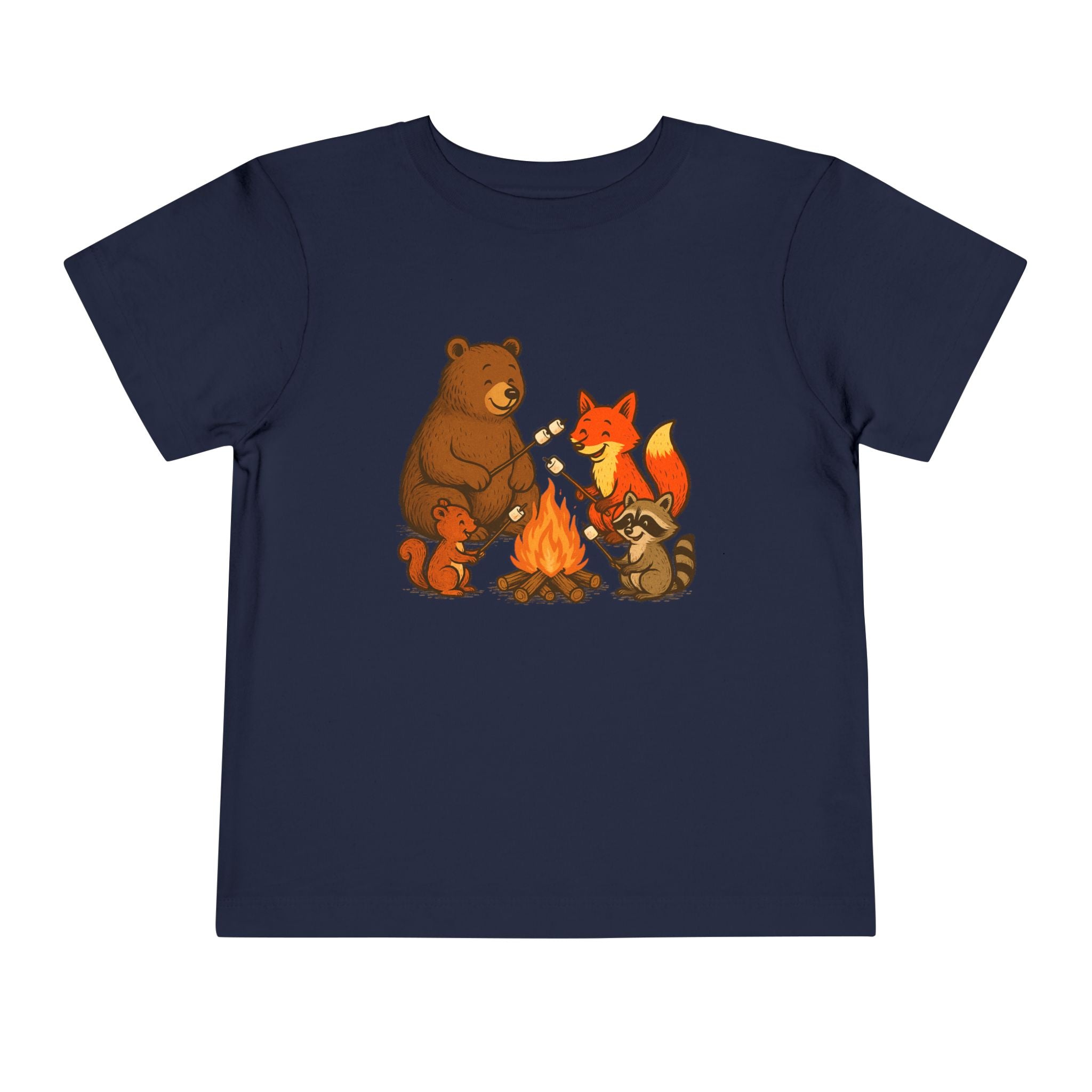 Campfire Friends Tee — Toddler/Young Child Bear, Fox & Raccoon Camping Shirt