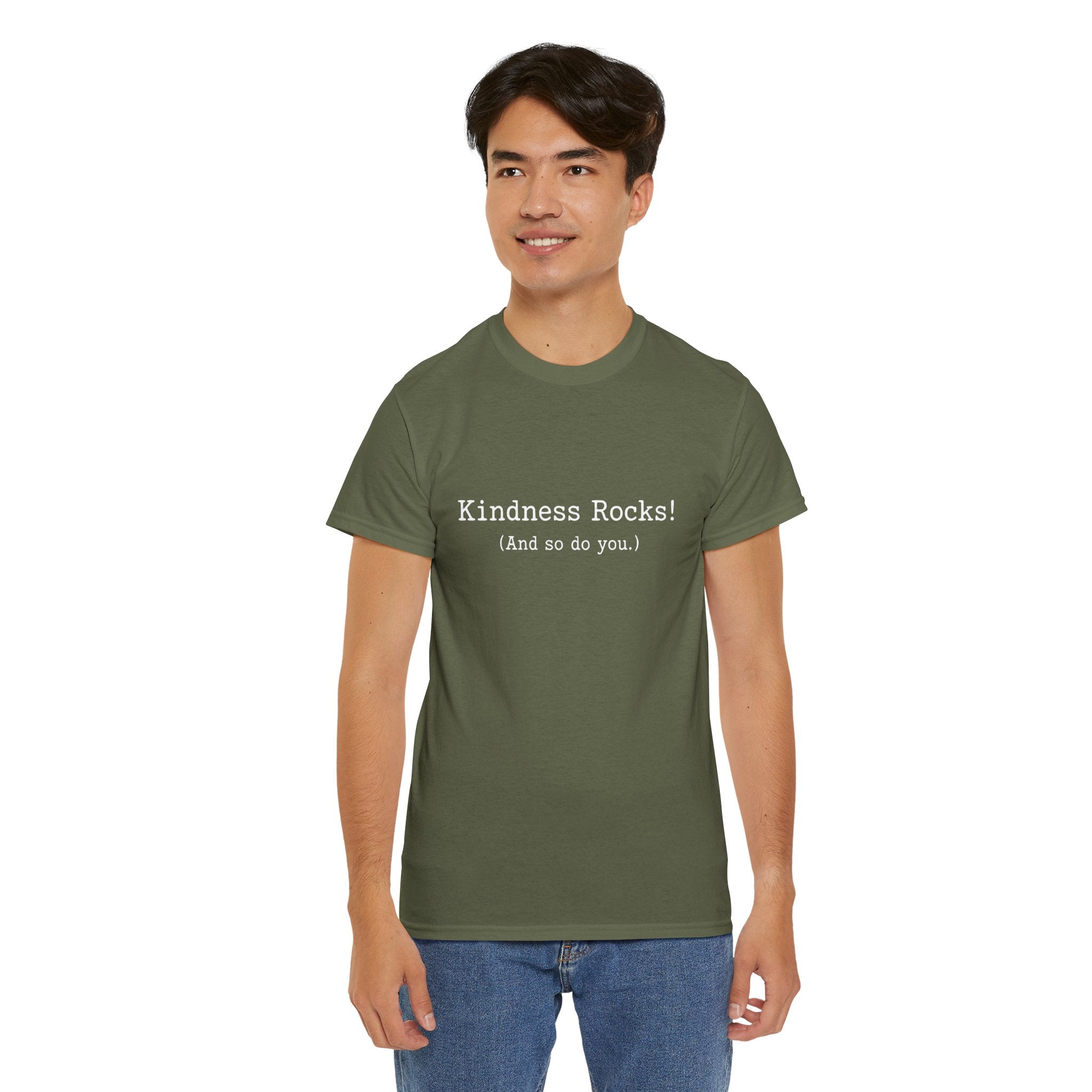 Kindness Rocks! Vintage Typewriter Font — Teen 14 15 16 17 18 & up/Adult T‑Shirt — Positive Message Graphic Tee