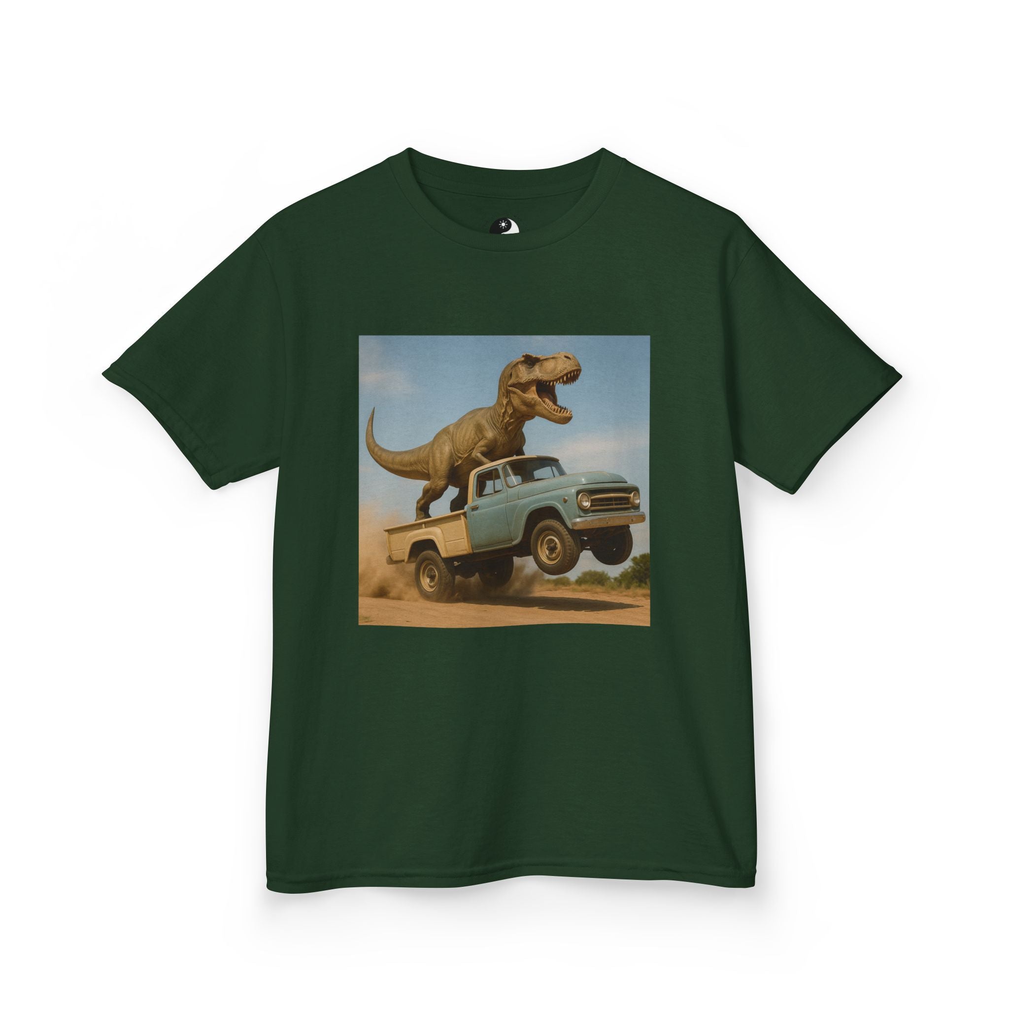 Kid's T-Rex Riding Vintage Pickup Adventure! Kid’s Dinosaur Truck T-shirt