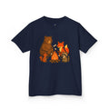 Campfire S’more Woodland Friends T-Shirt — Bear, Fox, Squirrel & Raccoon Roasting Marshmallows Graphic Tee (Sizes 5-14)