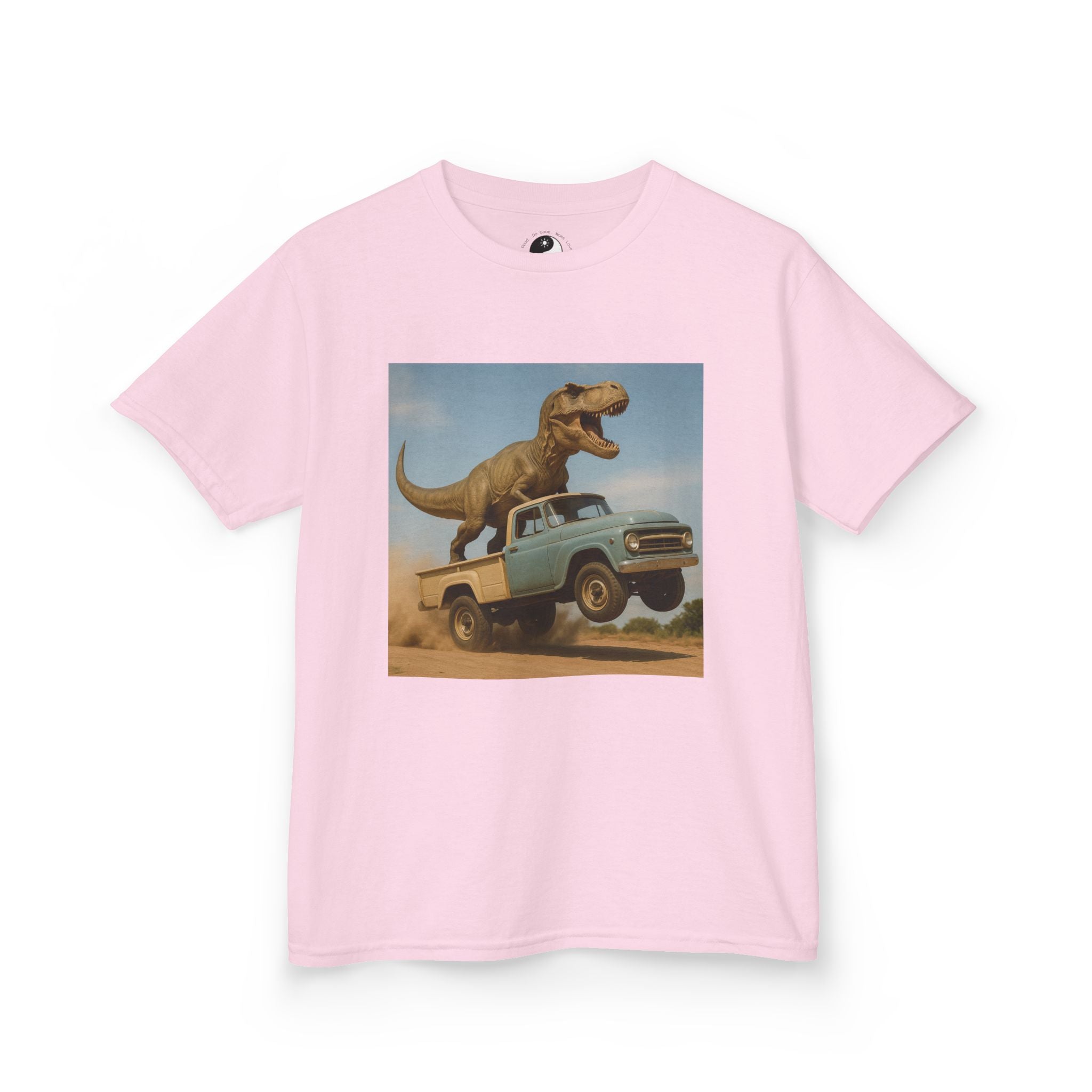 Kid's T-Rex Riding Vintage Pickup Adventure! Kid’s Dinosaur Truck T-shirt