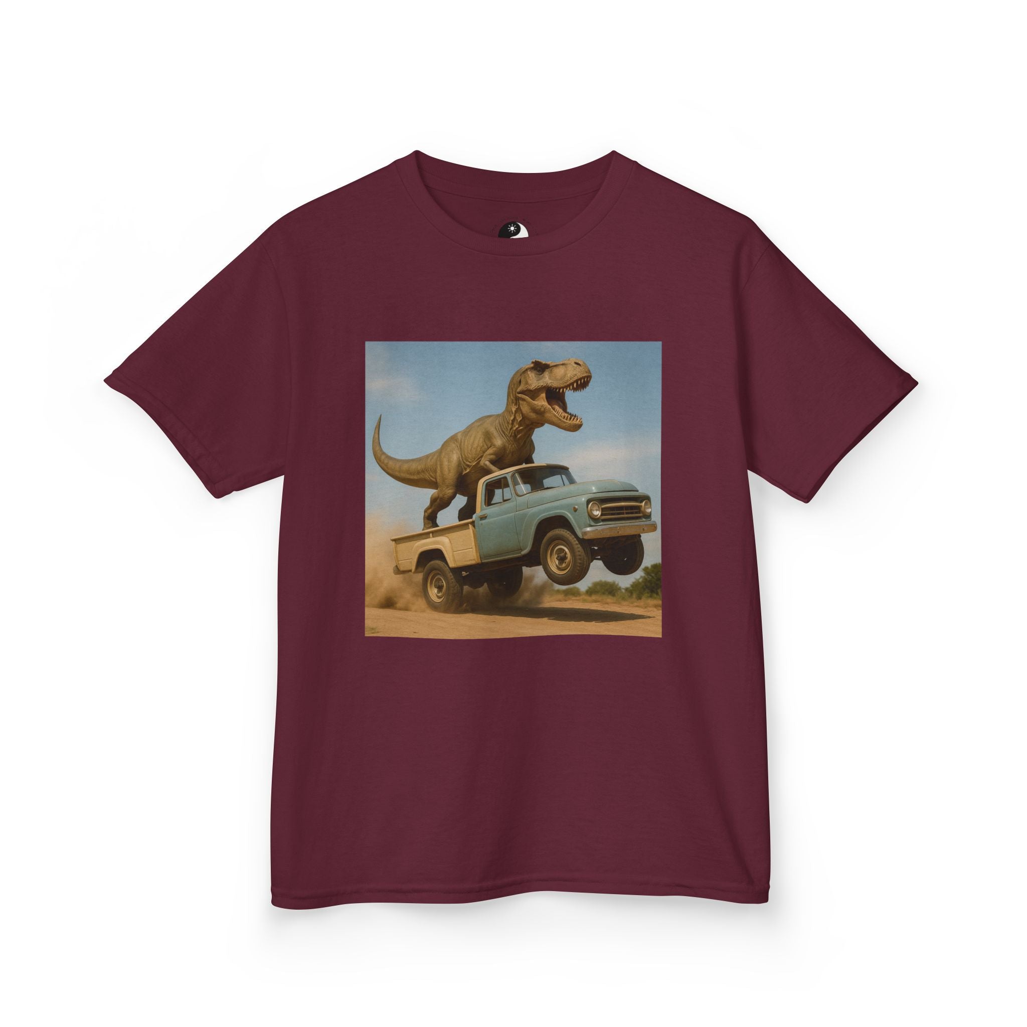 Kid's T-Rex Riding Vintage Pickup Adventure! Kid’s Dinosaur Truck T-shirt