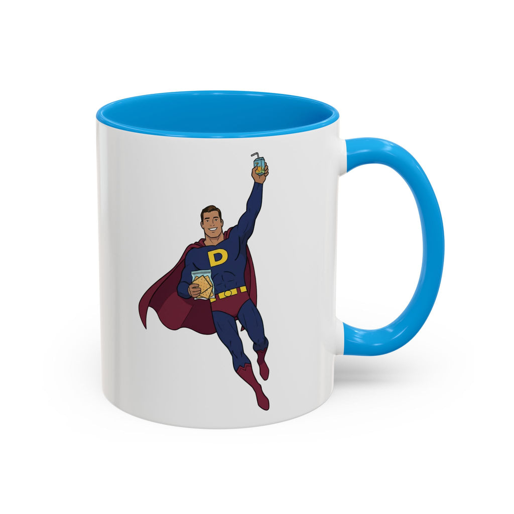 Real Super Heros Bring Snacks! Super D Hot Chocolate/Coffee Mug: 12 Colors 11oz/15oz Ceramic Mug, Superhero Dude, Dad or D initial "D"