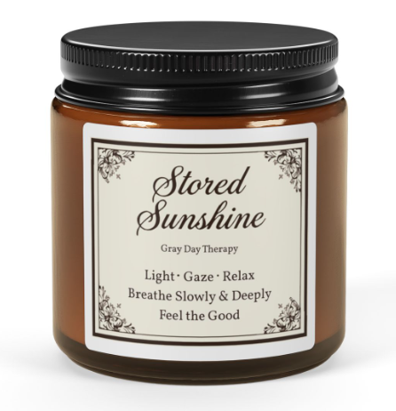 Gray Day "Sunshine" Therapy Soy Candle — Amber Jar (Relax, Breathe Slowly & Deeply)