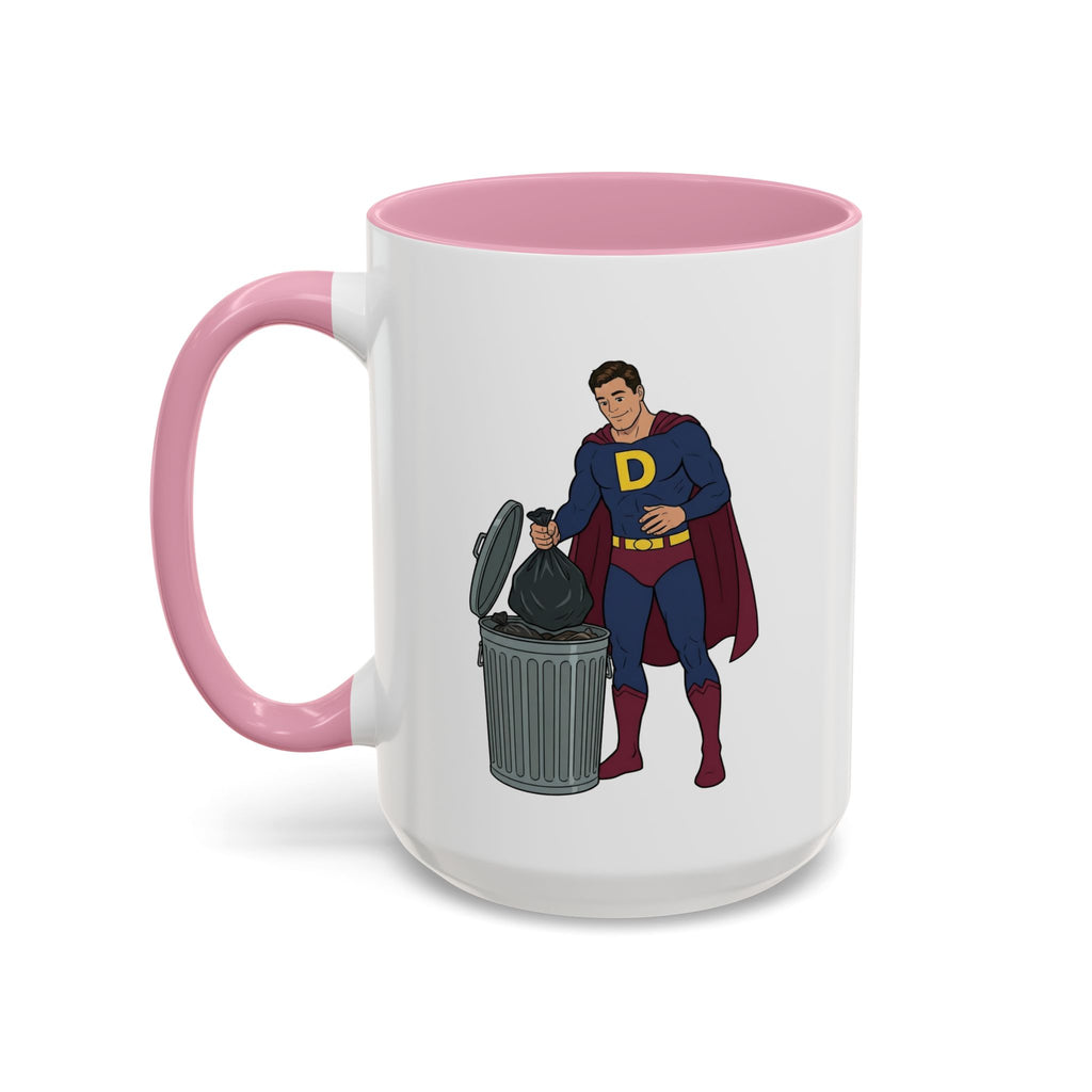 Real Super Heros Bring Snacks! Super D Hot Chocolate/Coffee Mug: 12 Colors 11oz/15oz Ceramic Mug, Superhero Dude, Dad or D initial "D"