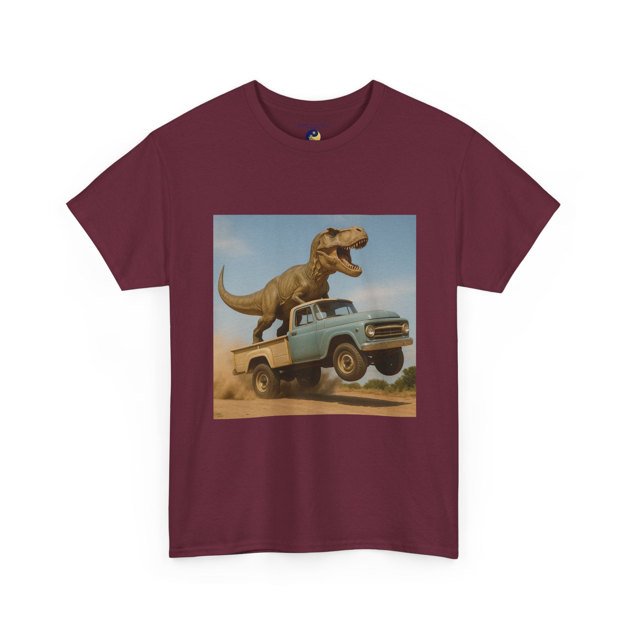 T-Rex Dinosaur Retro Truck Dinosaur  Adventure T‑Shirt—17 Colors—Mens/Older Teen Boy