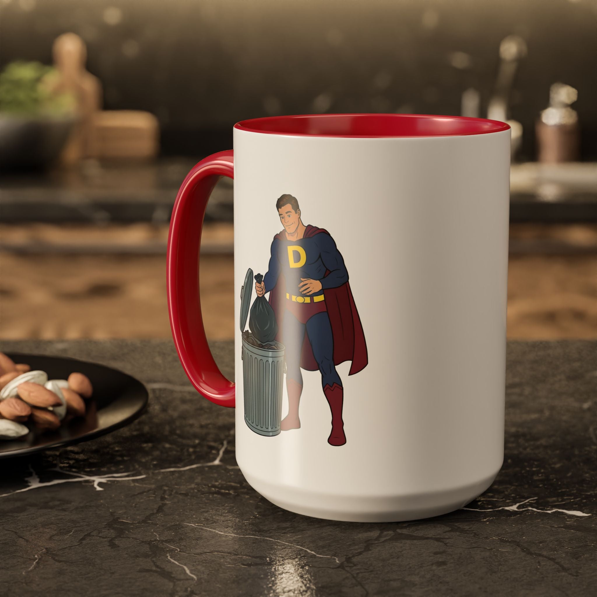 Real Super Heroes Bring Snacks! Super D Coffee/Hot Chocolate Mug: 12 Colors 11oz/15oz Ceramic Superhero Novelty Gift Cup 