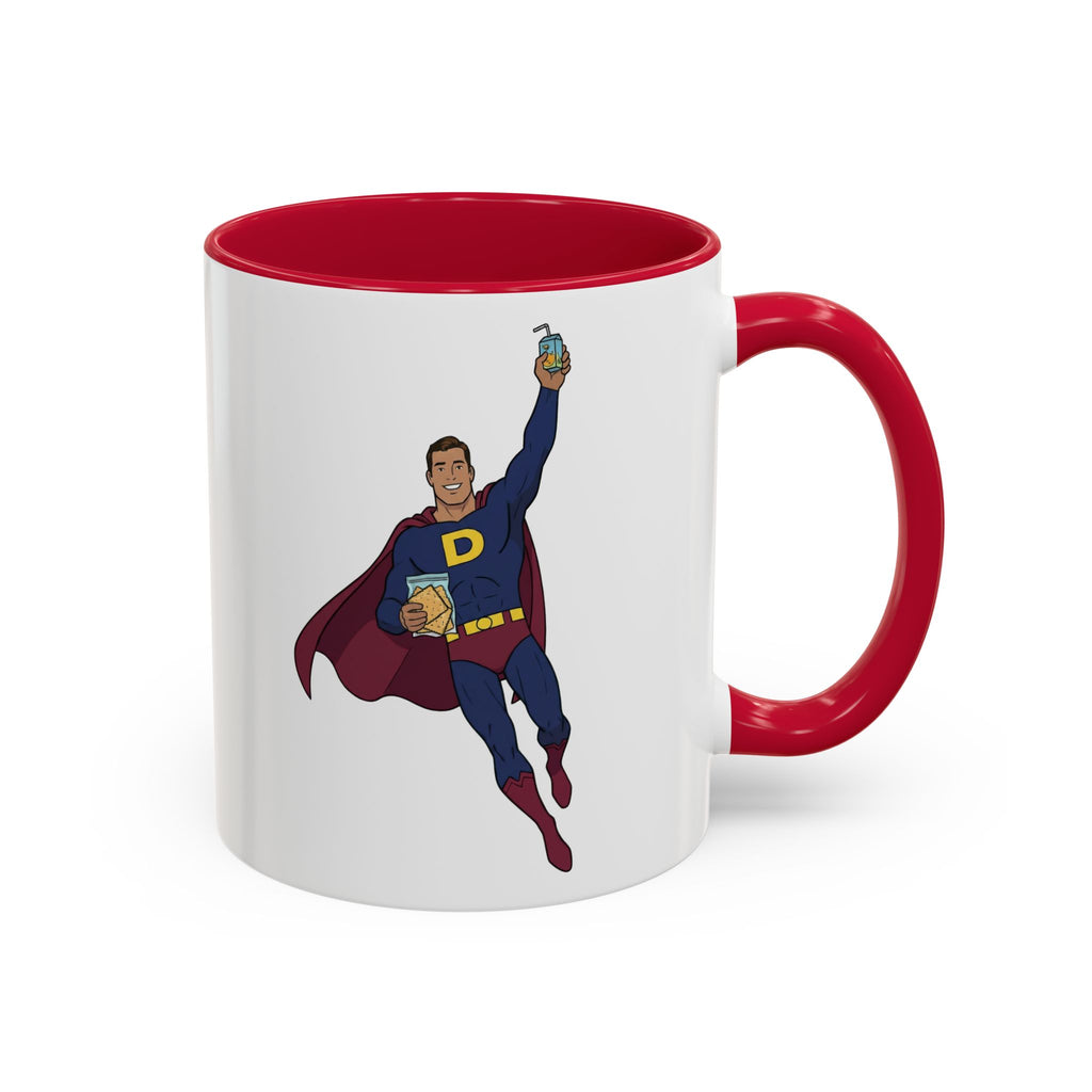 Real Super Heros Bring Snacks! Super D Hot Chocolate/Coffee Mug: 12 Colors 11oz/15oz Ceramic Mug, Superhero Dude, Dad or D initial "D"