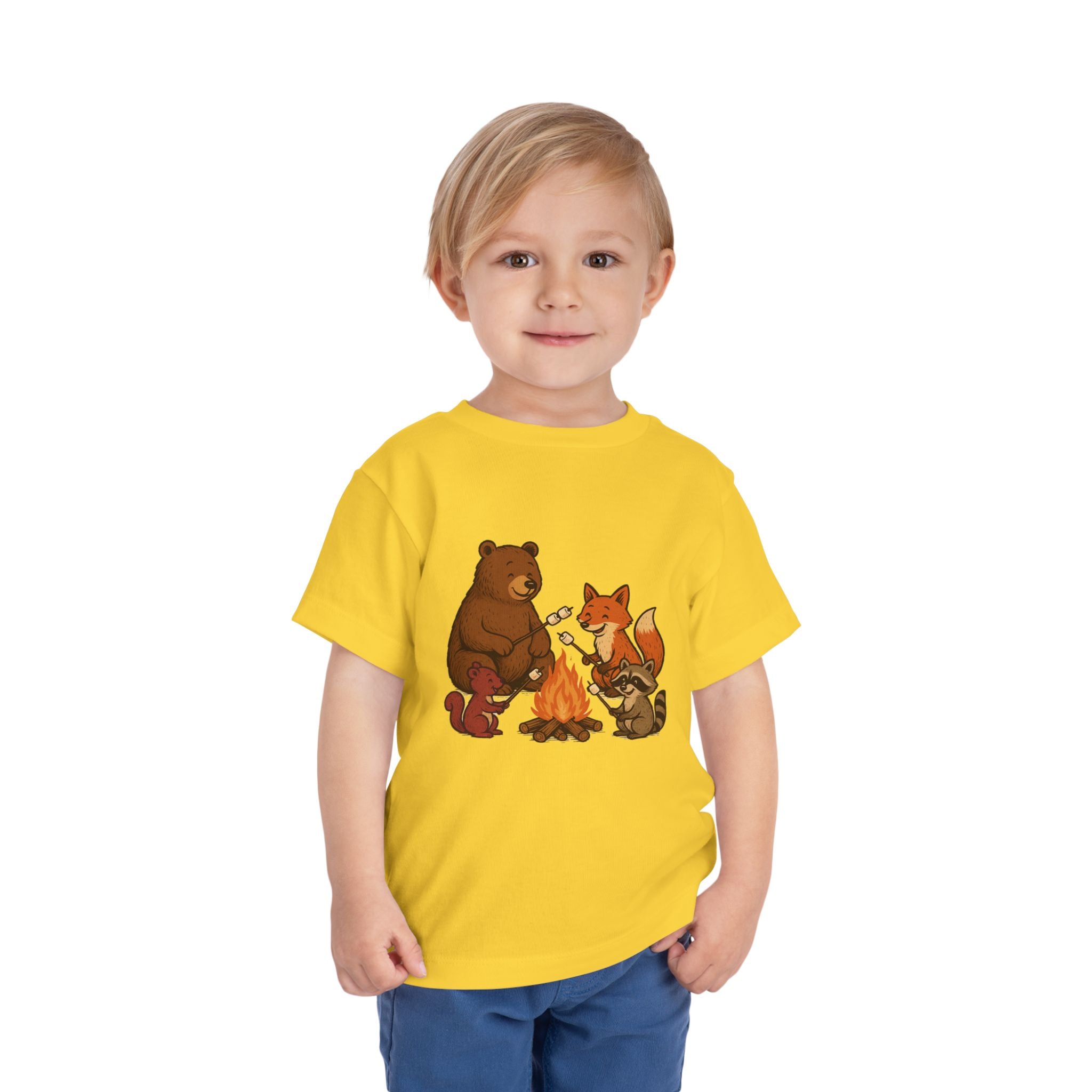 Campfire Friends Tee — Toddler/Young Child Bear, Fox & Raccoon Camping Shirt