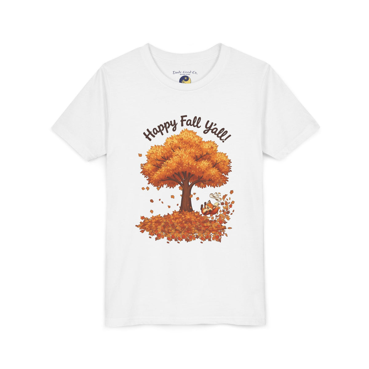 Youth Tee - "Happy Fall Y'all" Autumn Tree Kids Shirt