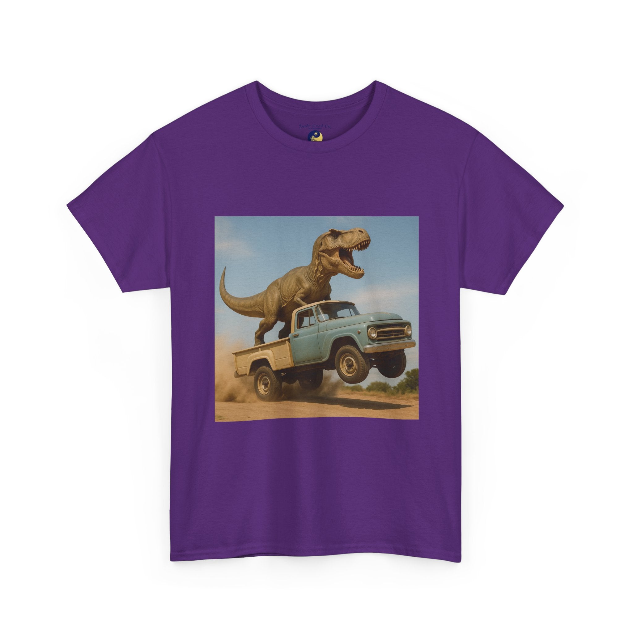 T-Rex Dinosaur Retro Truck Dinosaur  Adventure T‑Shirt—17 Colors—Mens/Older Teen Boy