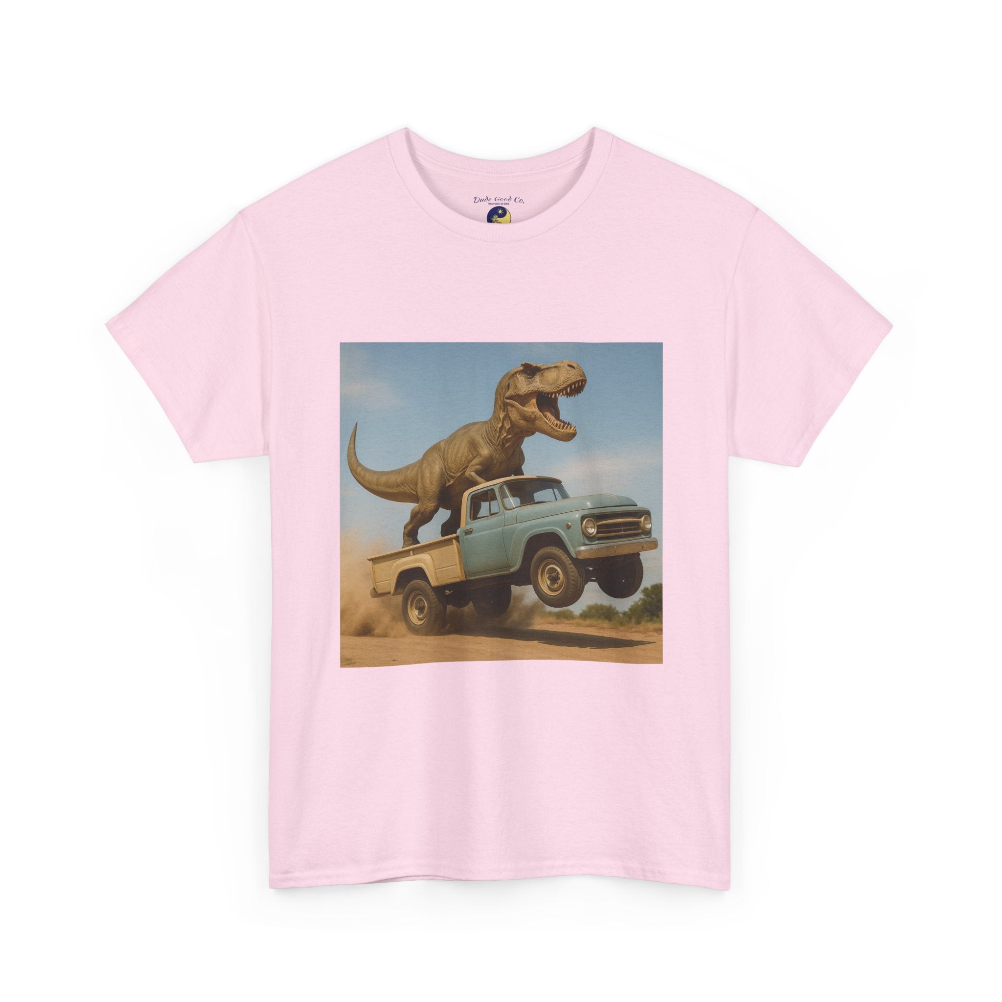 T-Rex Dinosaur Retro Truck Dinosaur  Adventure T‑Shirt—17 Colors—Mens/Older Teen Boy