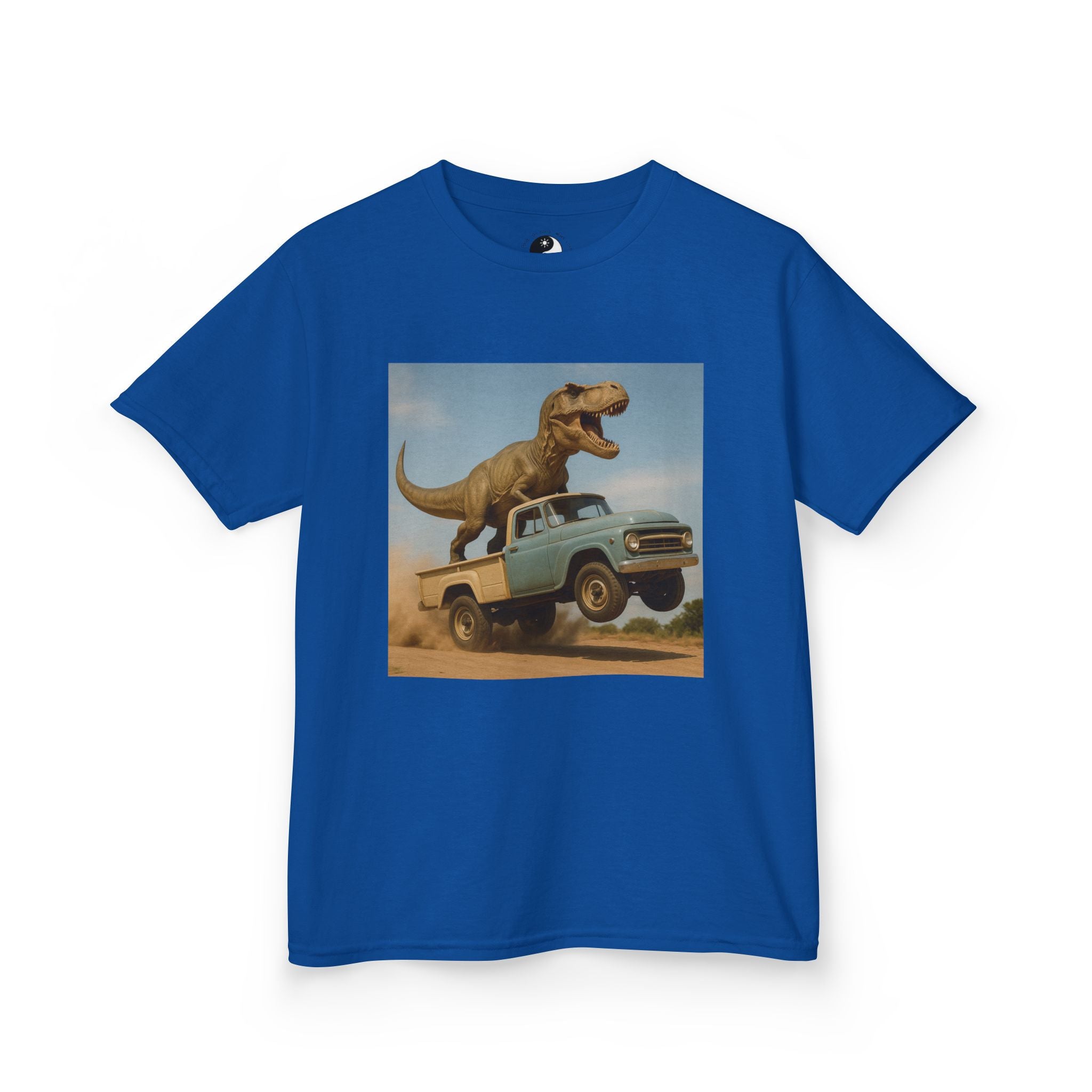 Kid's T-Rex Riding Vintage Pickup Adventure! Kid’s Dinosaur Truck T-shirt