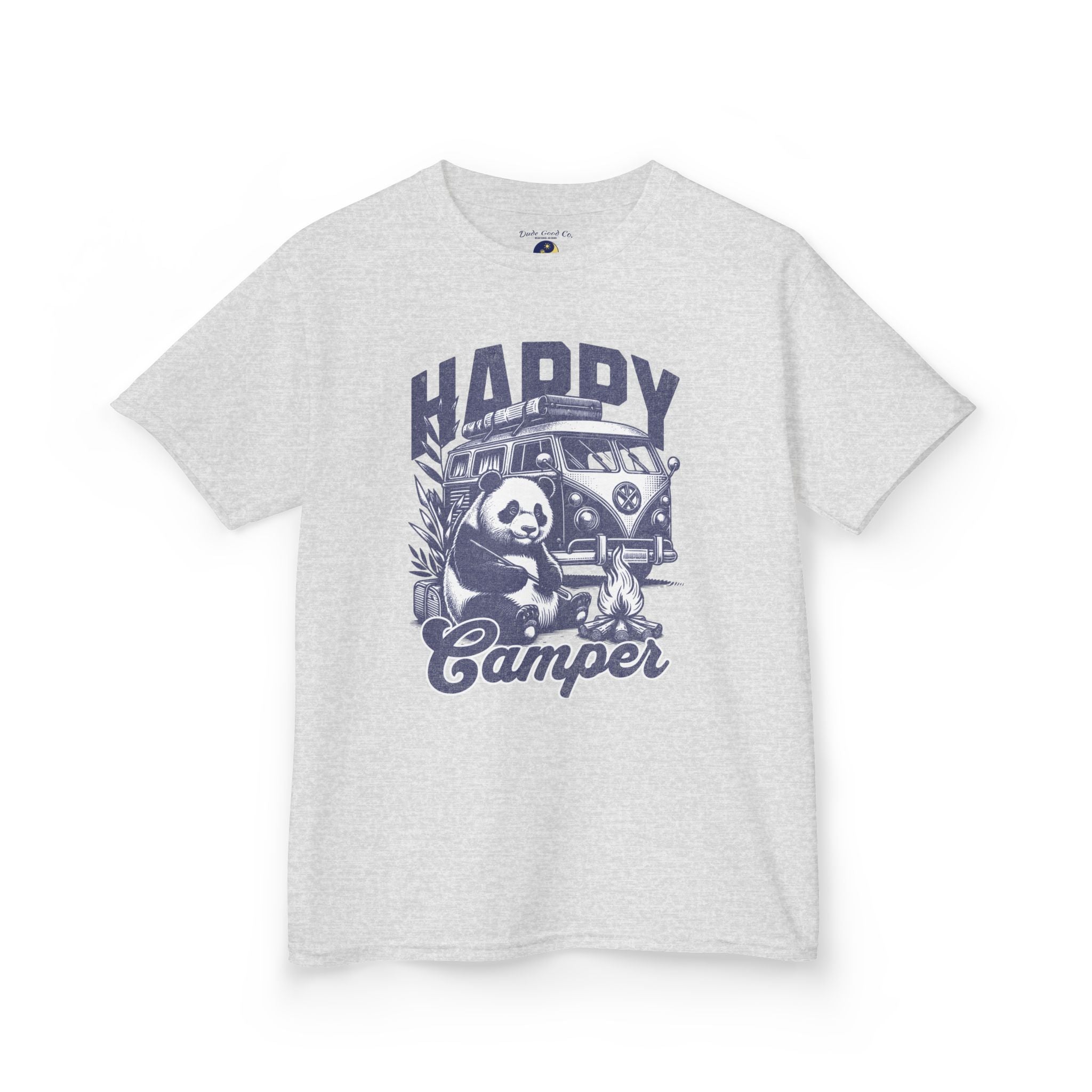 Happy Camper Panda Boys Graphic Tee — Panda Camper T‑Shirt —Kids and Teens 5-14