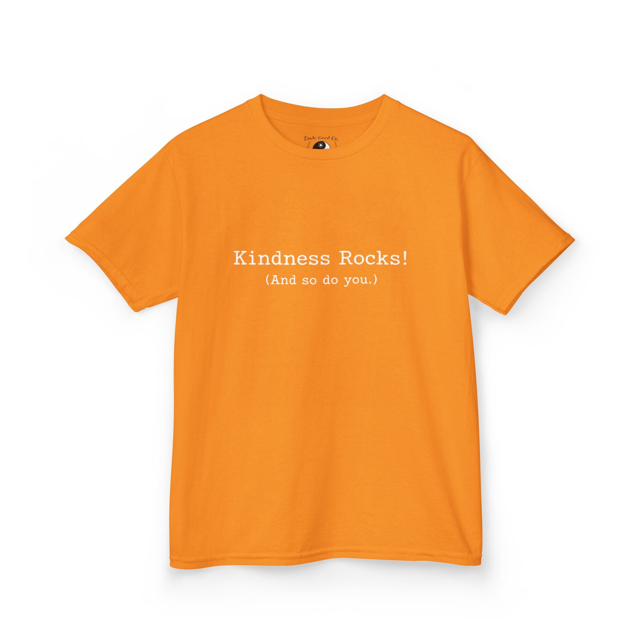 Kids Tee — Kindness Rocks! (And so do you.) — Vintage Typewriter Font Inspirational Children's T‑Shirt