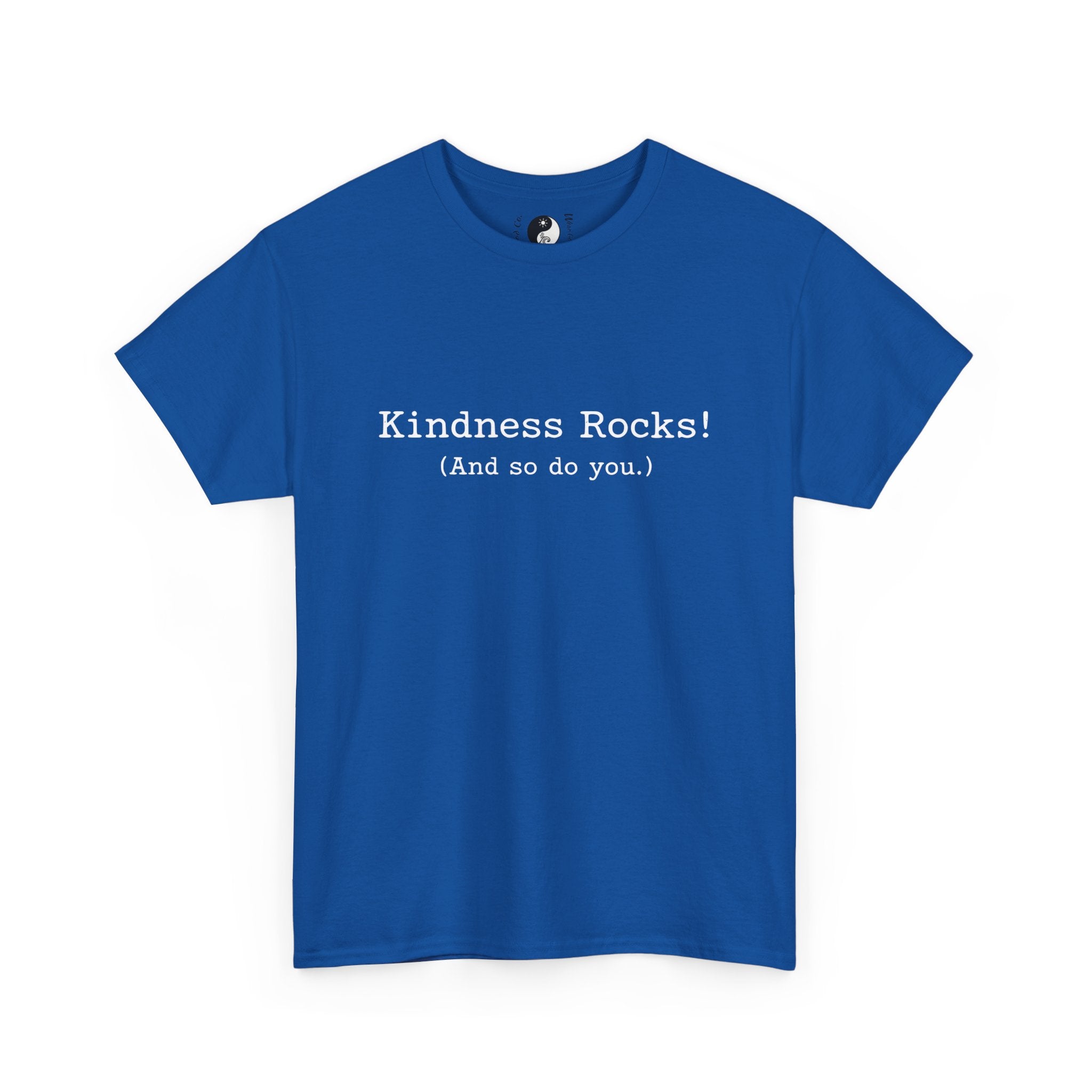 Kindness Rocks! Vintage Typewriter Font — Teen/Adult T‑Shirt — Positive Message Graphic Tee